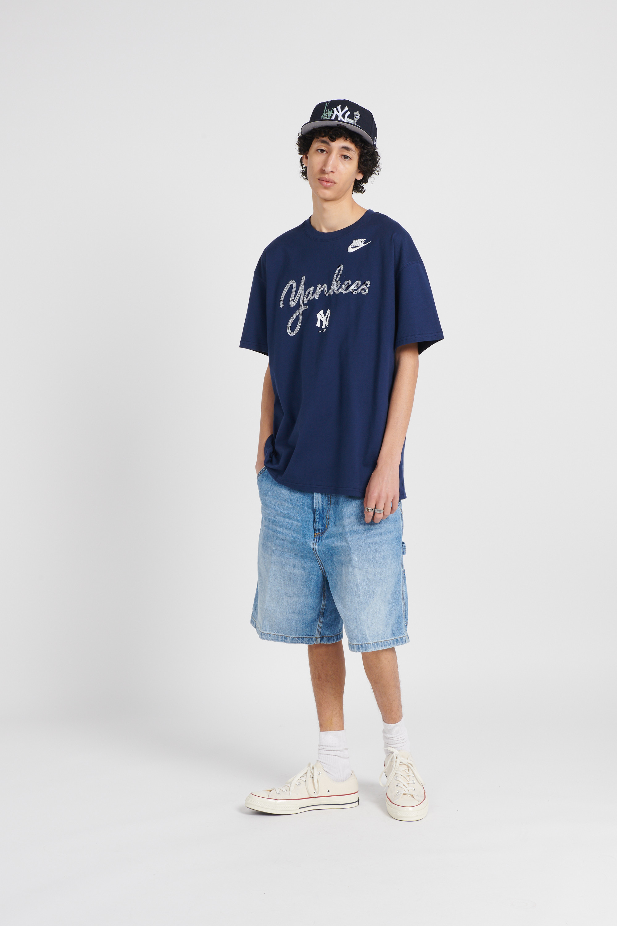Regular-fit round-neck cotton T-shirt Blue