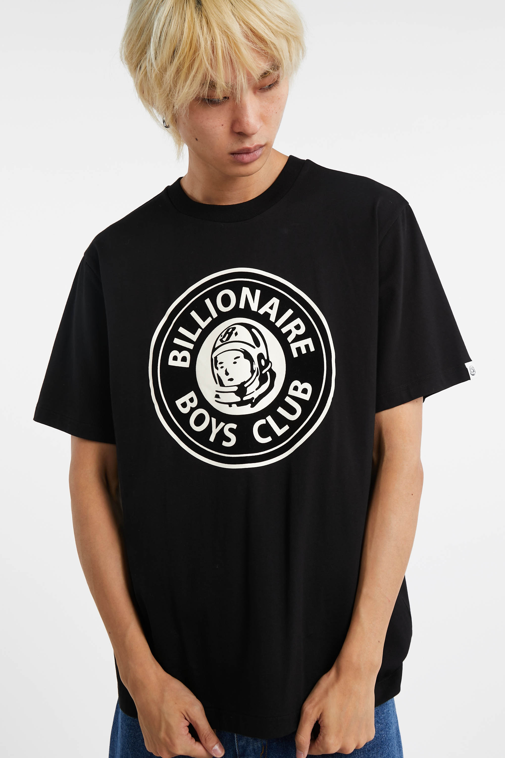 Regular-fit round-neck cotton T-shirt Black