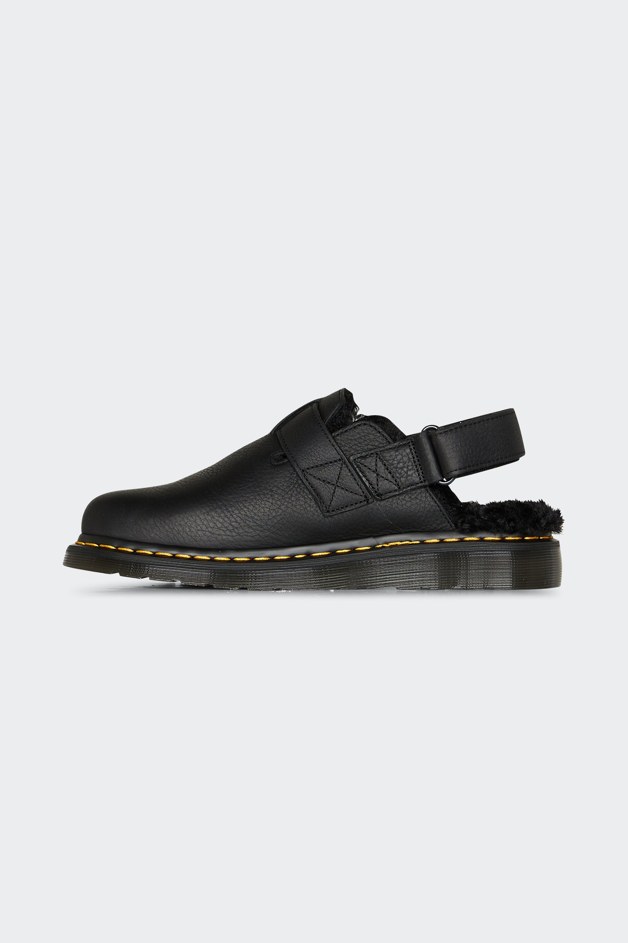 Flat furry sheepskin sandals | Black by DR. MARTENS Flat furry sheepskin sandals Black