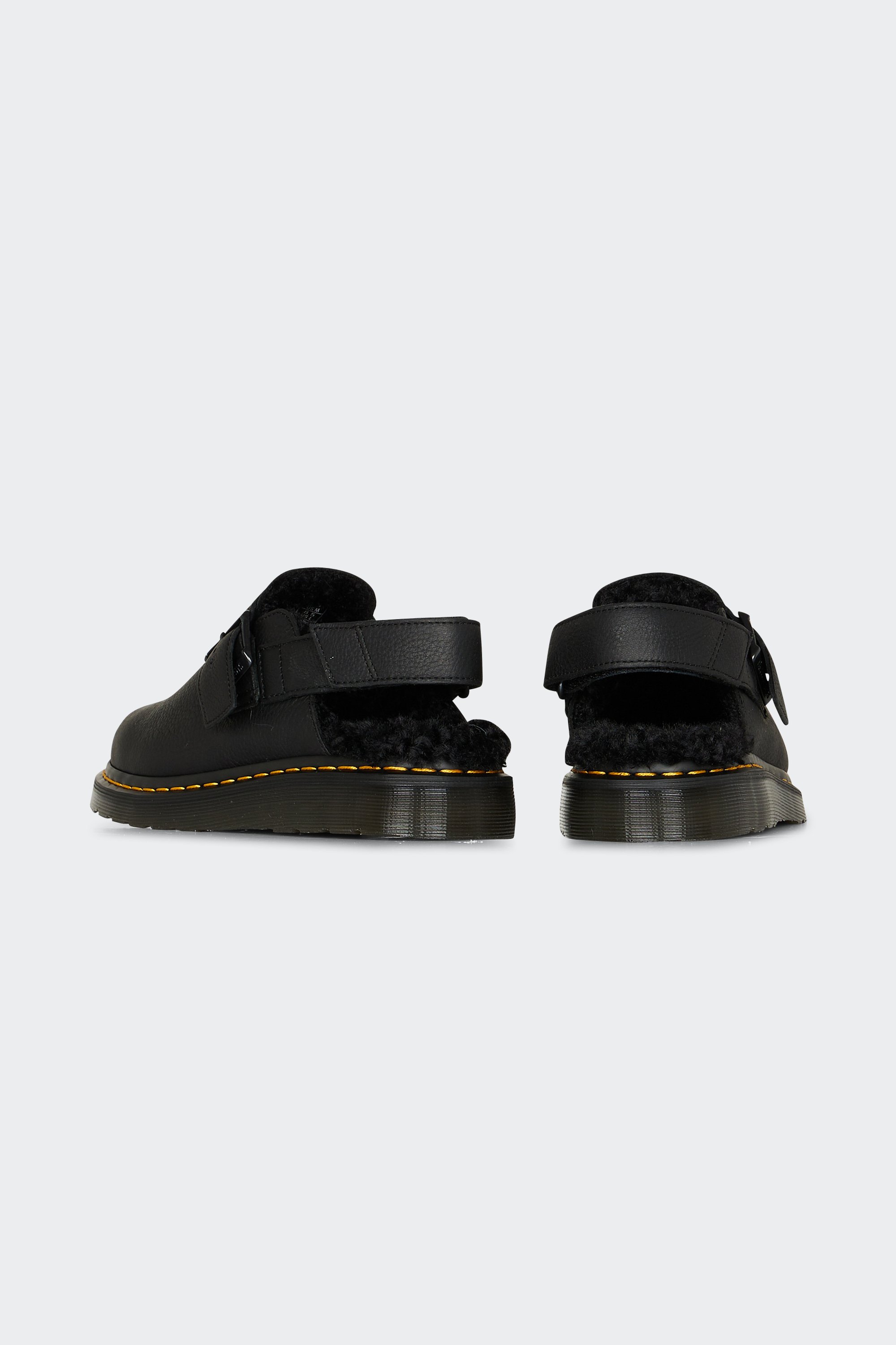 Flat furry sheepskin sandals | Black by DR. MARTENS Flat furry sheepskin sandals Black