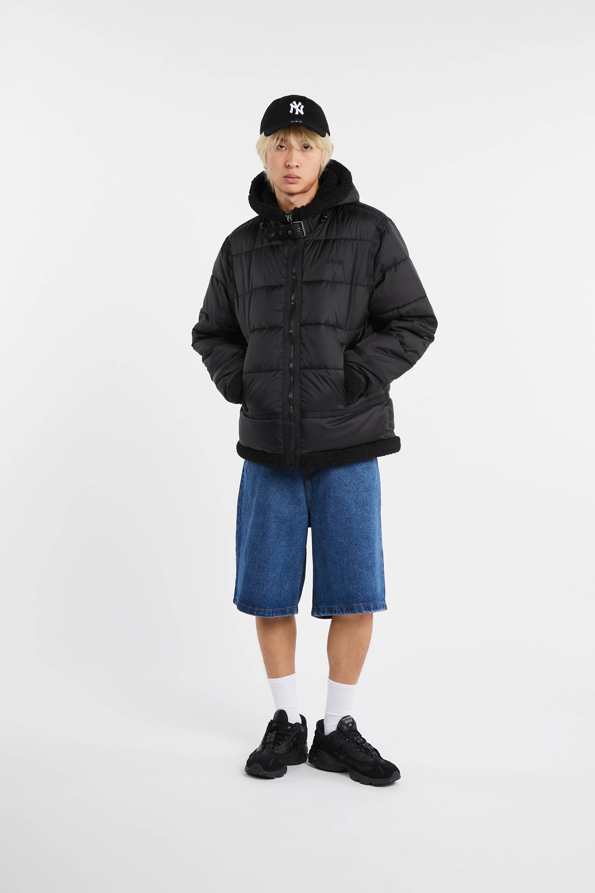 Lightweight quilted padded jacket with high neck | Black by SCHOTT Lightweight quilted padded jacket with high neck Black