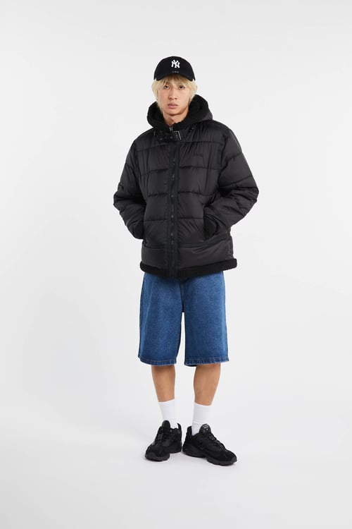 SCHOTT Lightweight quilted padded jacket with high neck Black