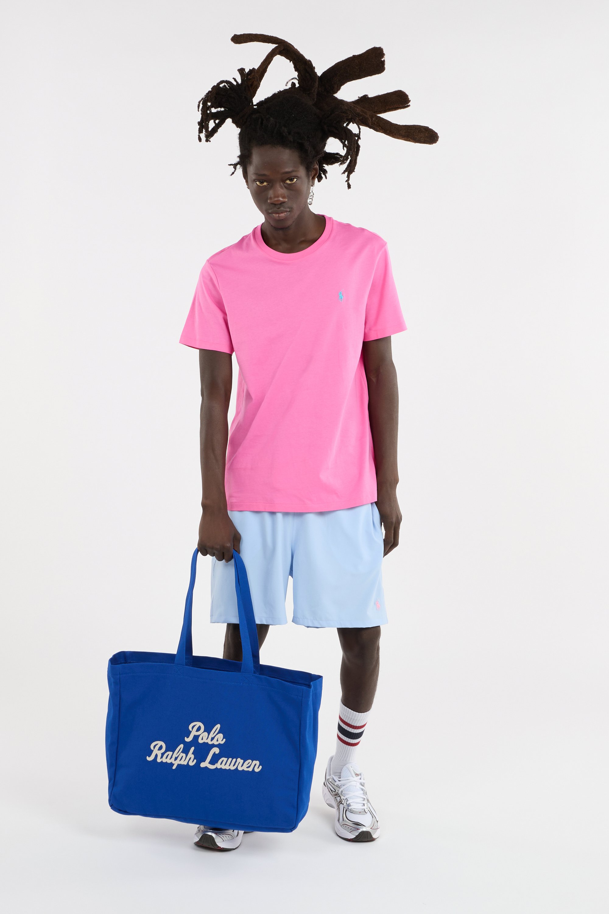 Straight checked wool-blend pants Blue