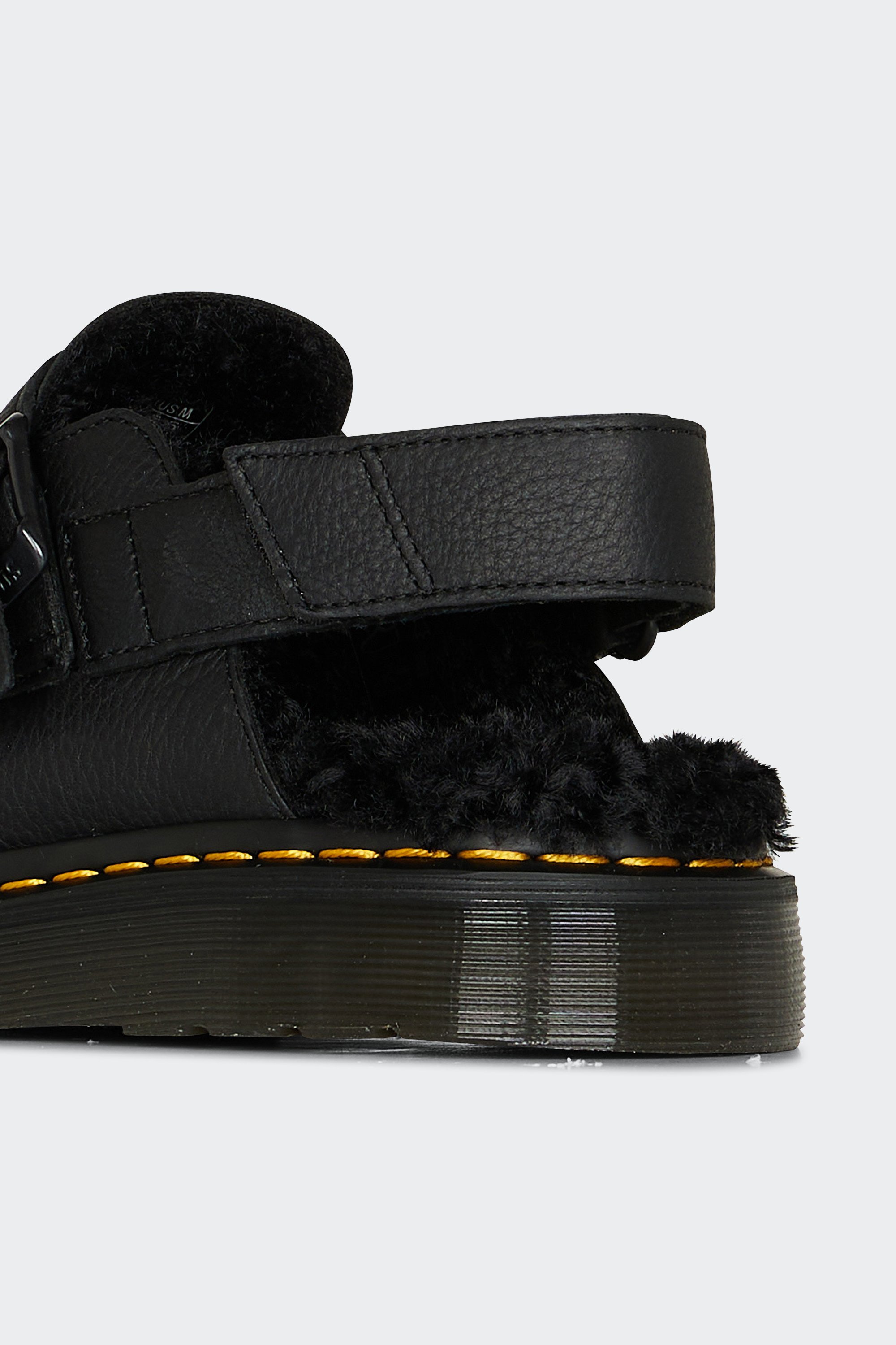 Flat furry sheepskin sandals | Black by DR. MARTENS Flat furry sheepskin sandals Black