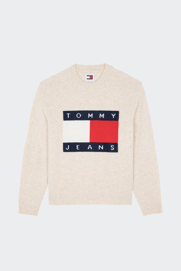 Pull Beige Tommy Jeans Homme Sneakers TOMMY HILFIGER Cupsole Leather Monogram FM0FM04276 White YBR NovogasShops