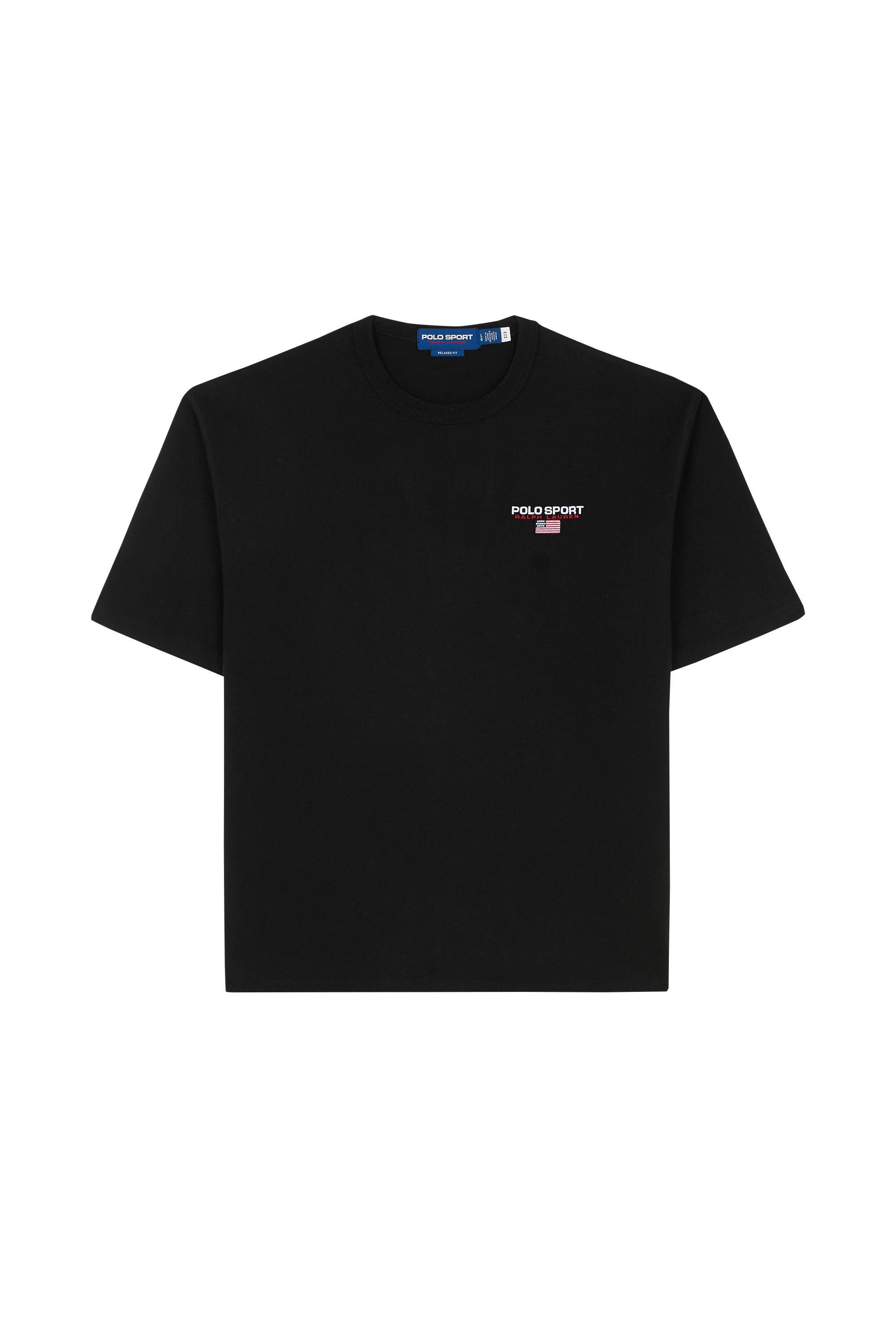 Regular-fit round-neck cotton T-shirt Black