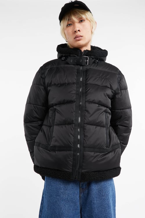 SCHOTT Lightweight quilted padded jacket with high neck Black
