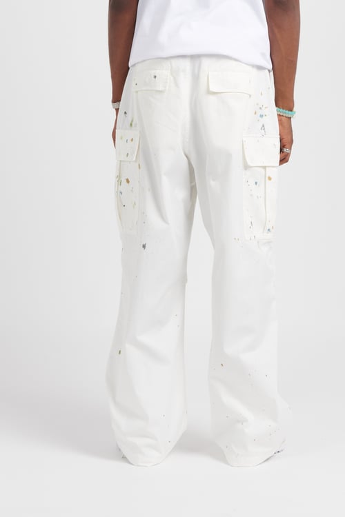LOST MANAGEMENT CITIES Pantalon cargo Blanc