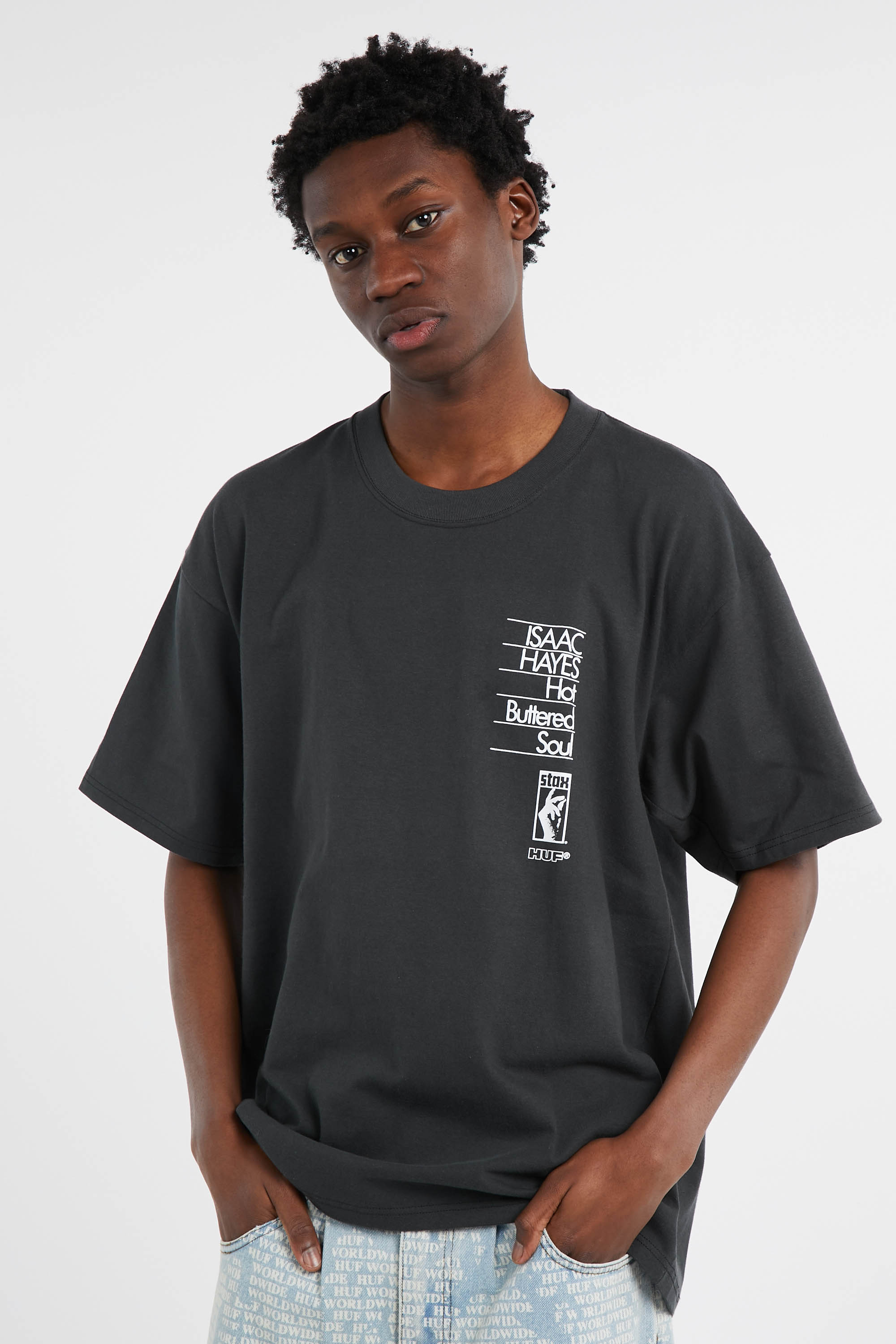 Regular-fit round-neck cotton T-shirt Black