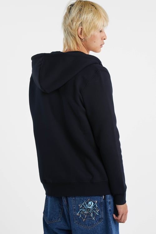 SCHOTT Regular-fit zip-up cotton-blend hoodie with Pony Player Blue