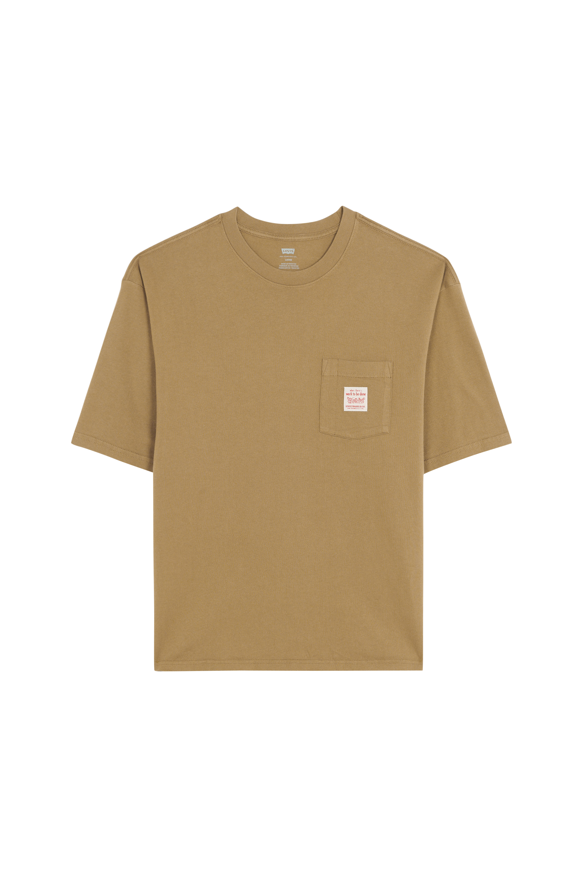 Regular-fit round-neck cotton T-shirt Brown
