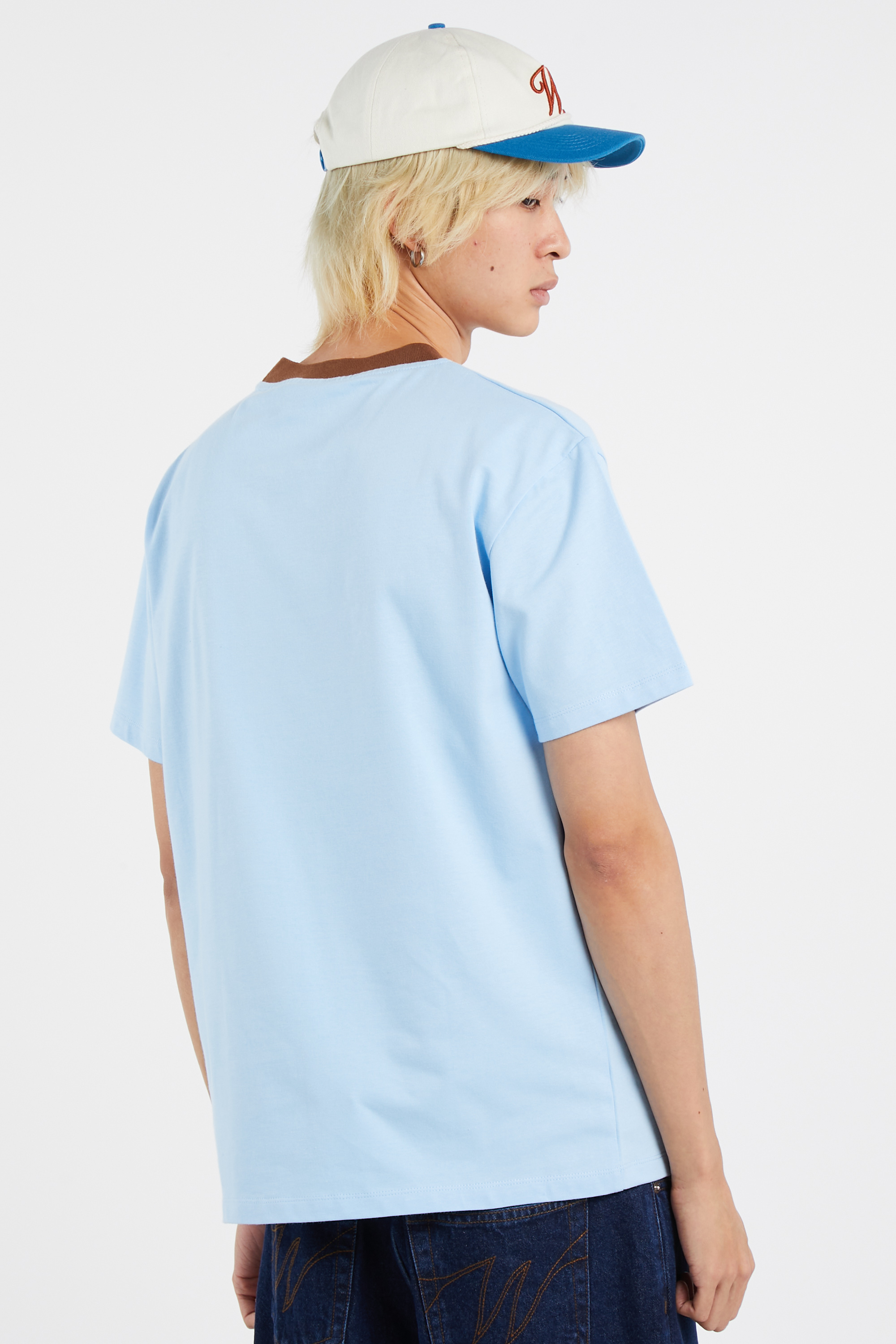 Regular-fit round-neck cotton T-shirt Blue