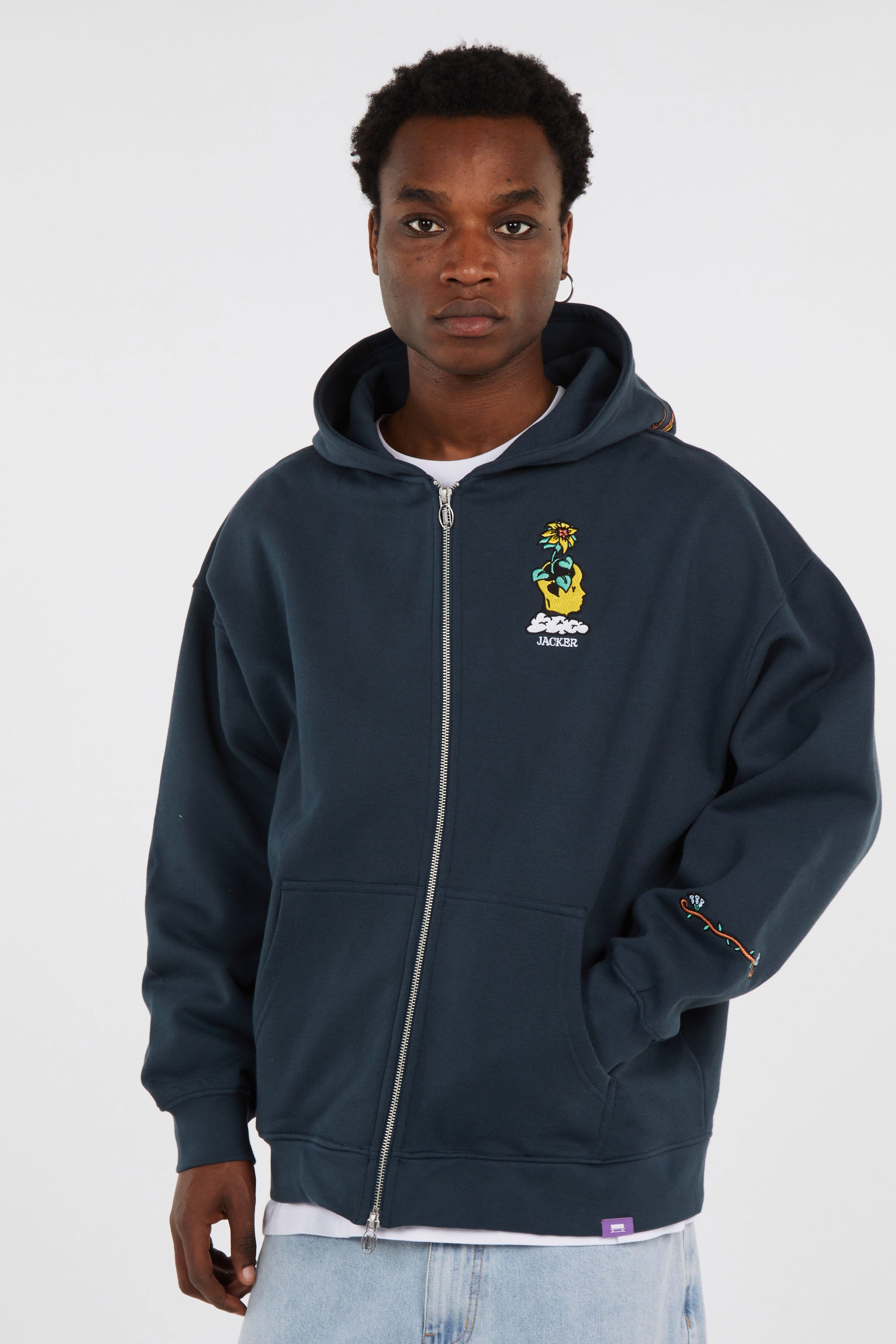 Hoodie zippé Bleu