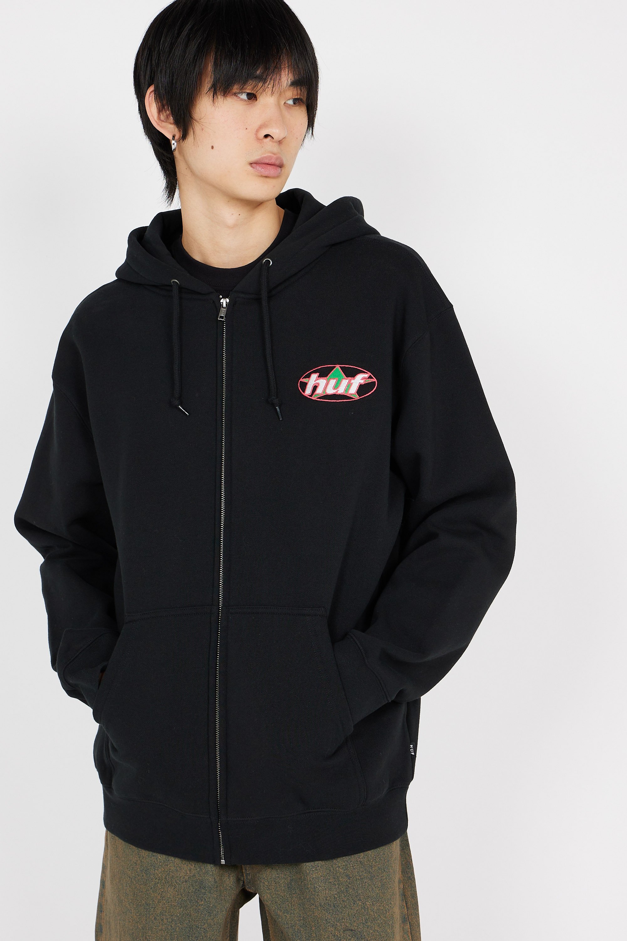 zip-up hoodie | Black by HUF zip-up hoodie Black