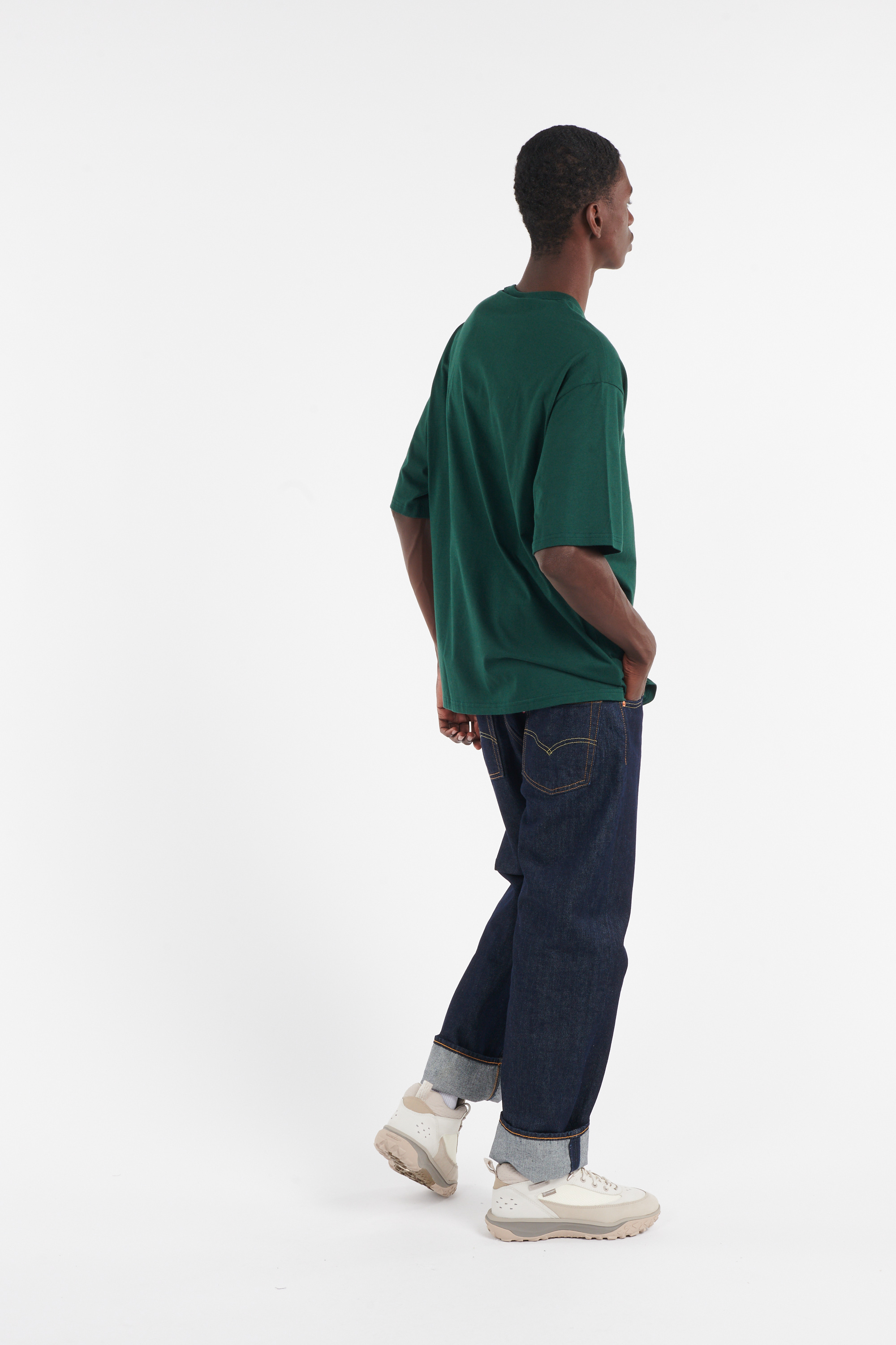 Regular-fit round-neck cotton T-shirt Green