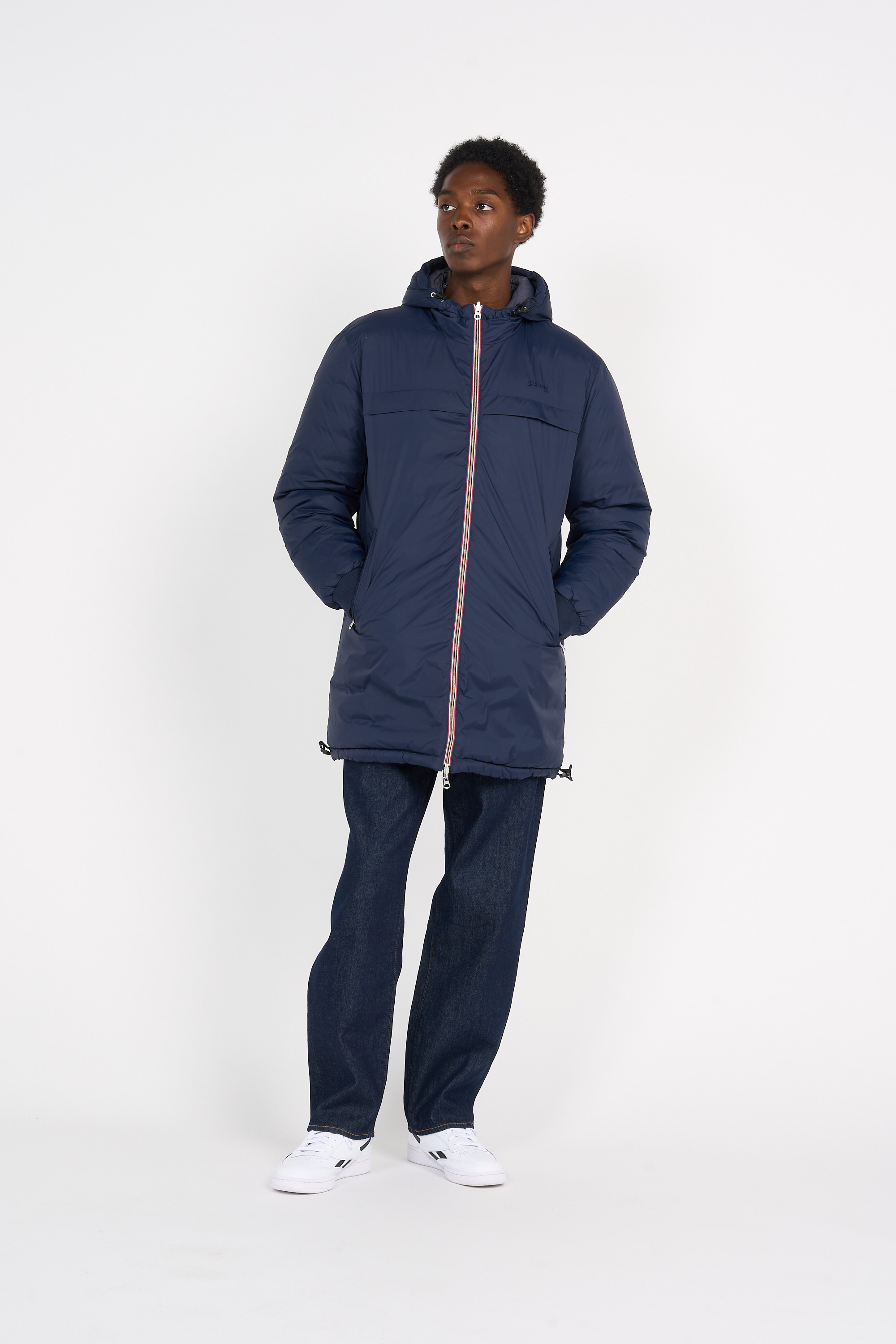 Lightweight quilted padded jacket with high neck Blue
