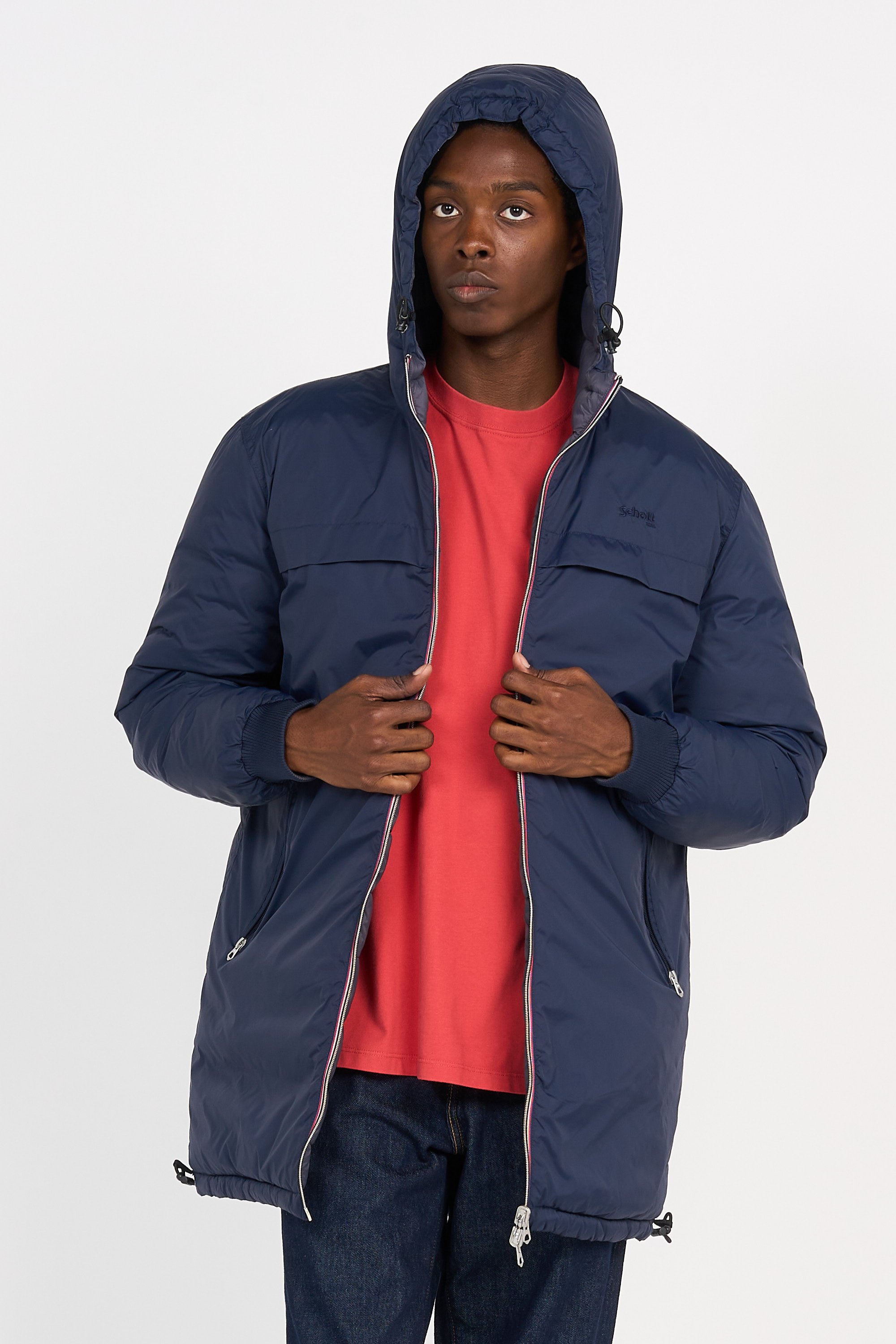 Lightweight quilted padded jacket with high neck Blue