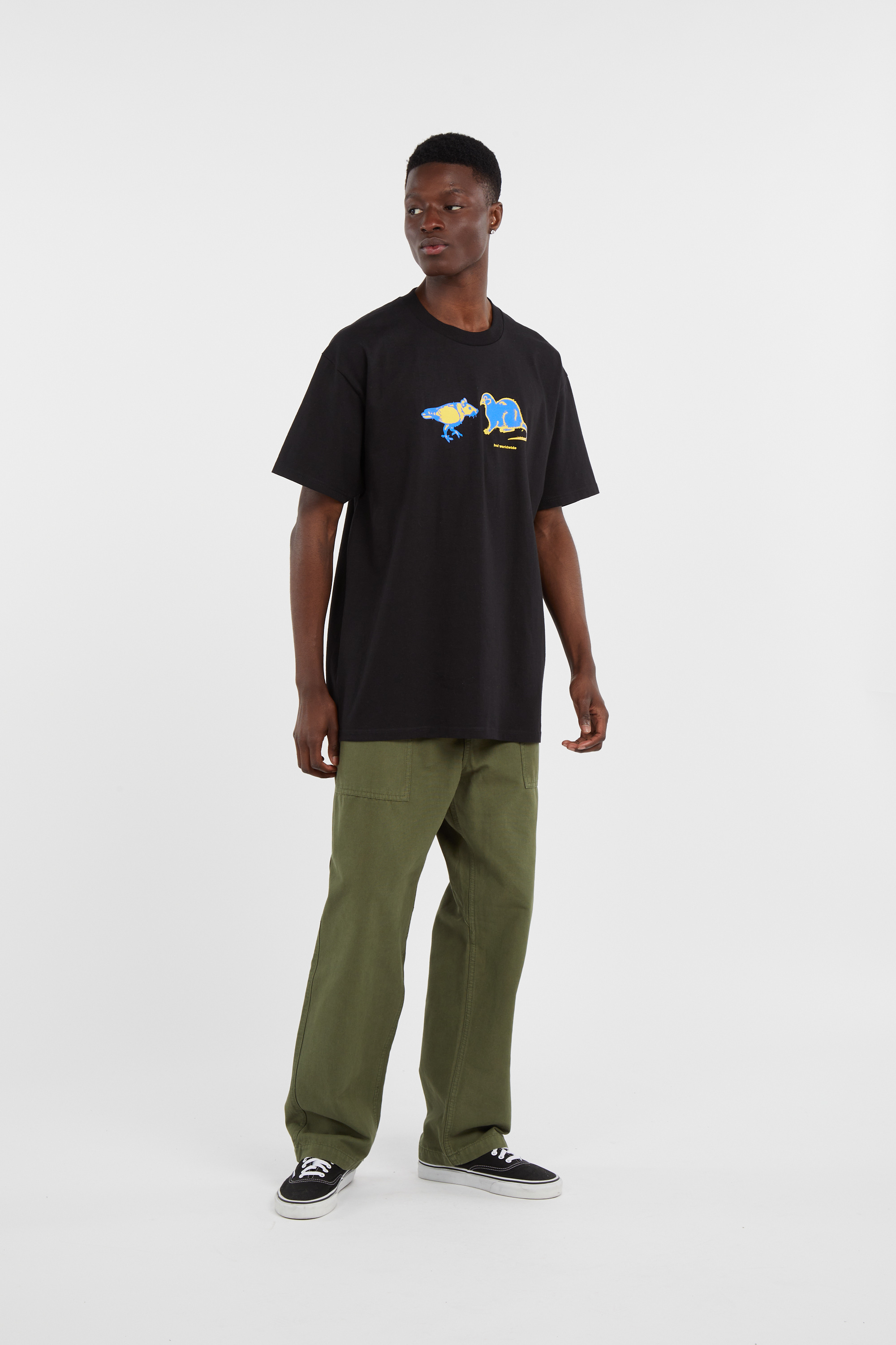 Regular-fit round-neck cotton T-shirt Black