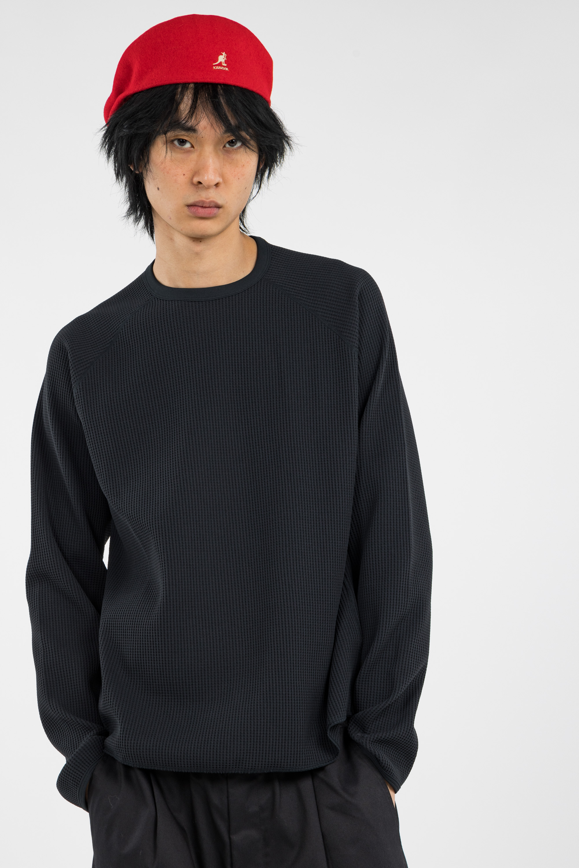 Regular-fit round-neck cotton T-shirt Black