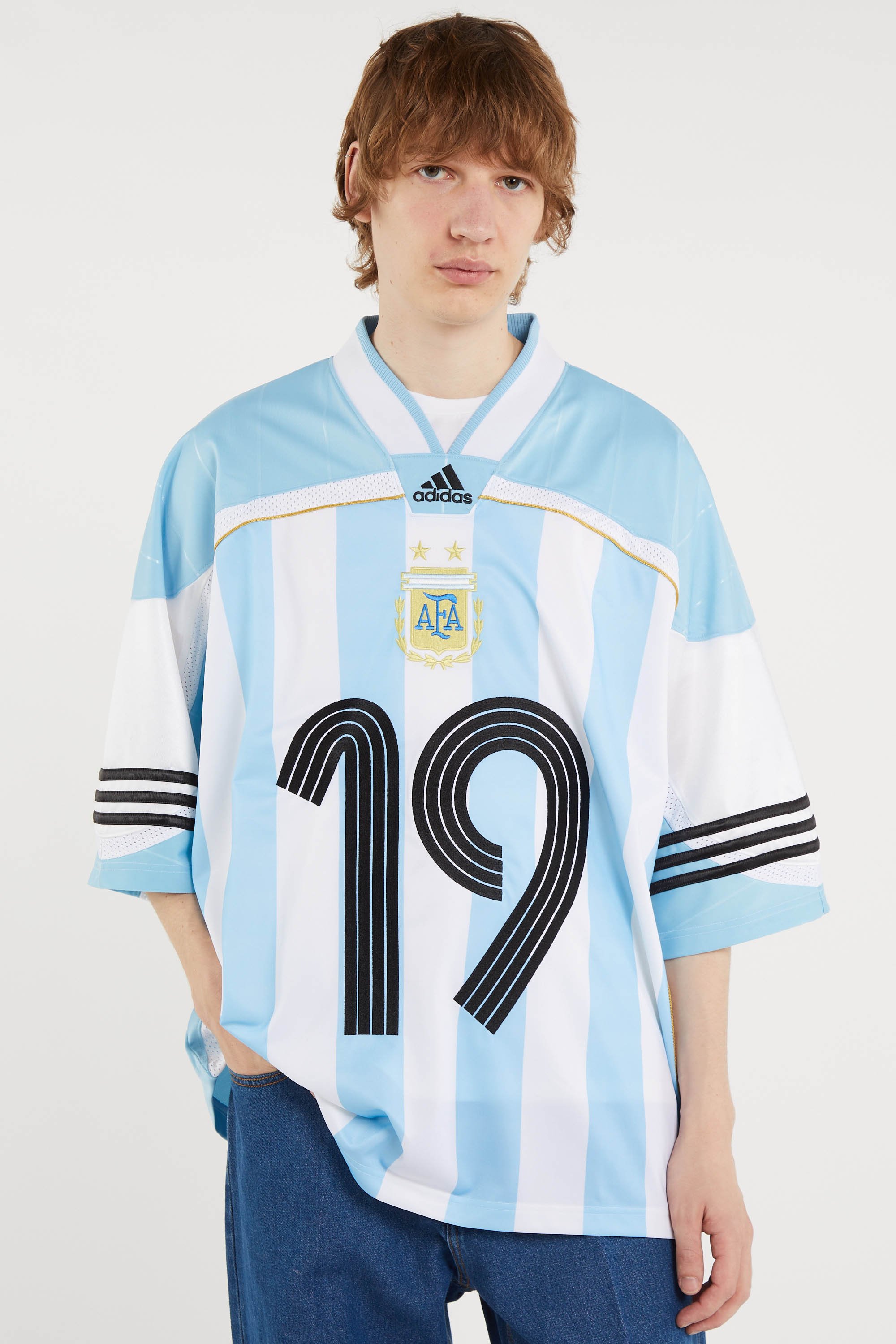 Regular-fit round-neck cotton T-shirt | Blue ADIDAS Men