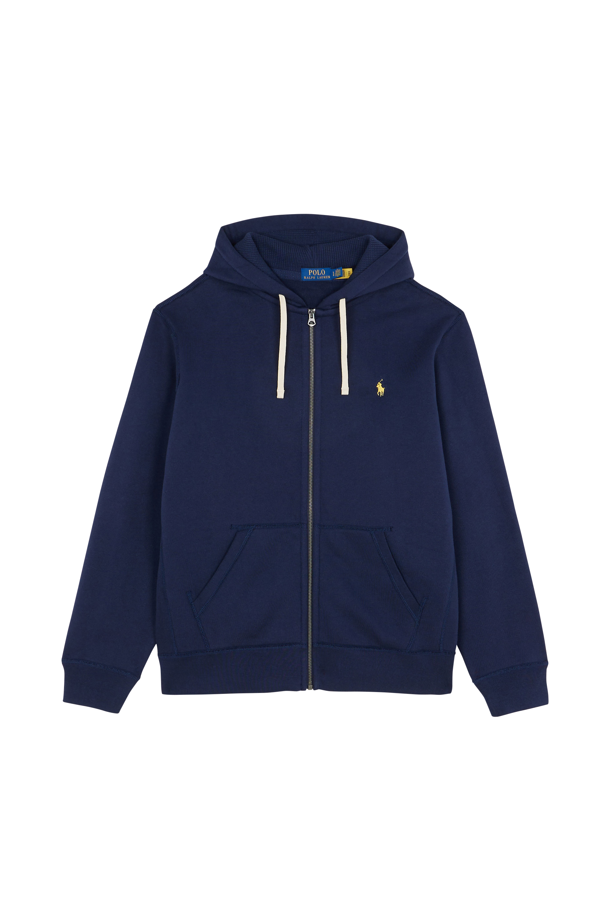 Regular-fit zip-up cotton-blend hoodie with Pony Player Blue