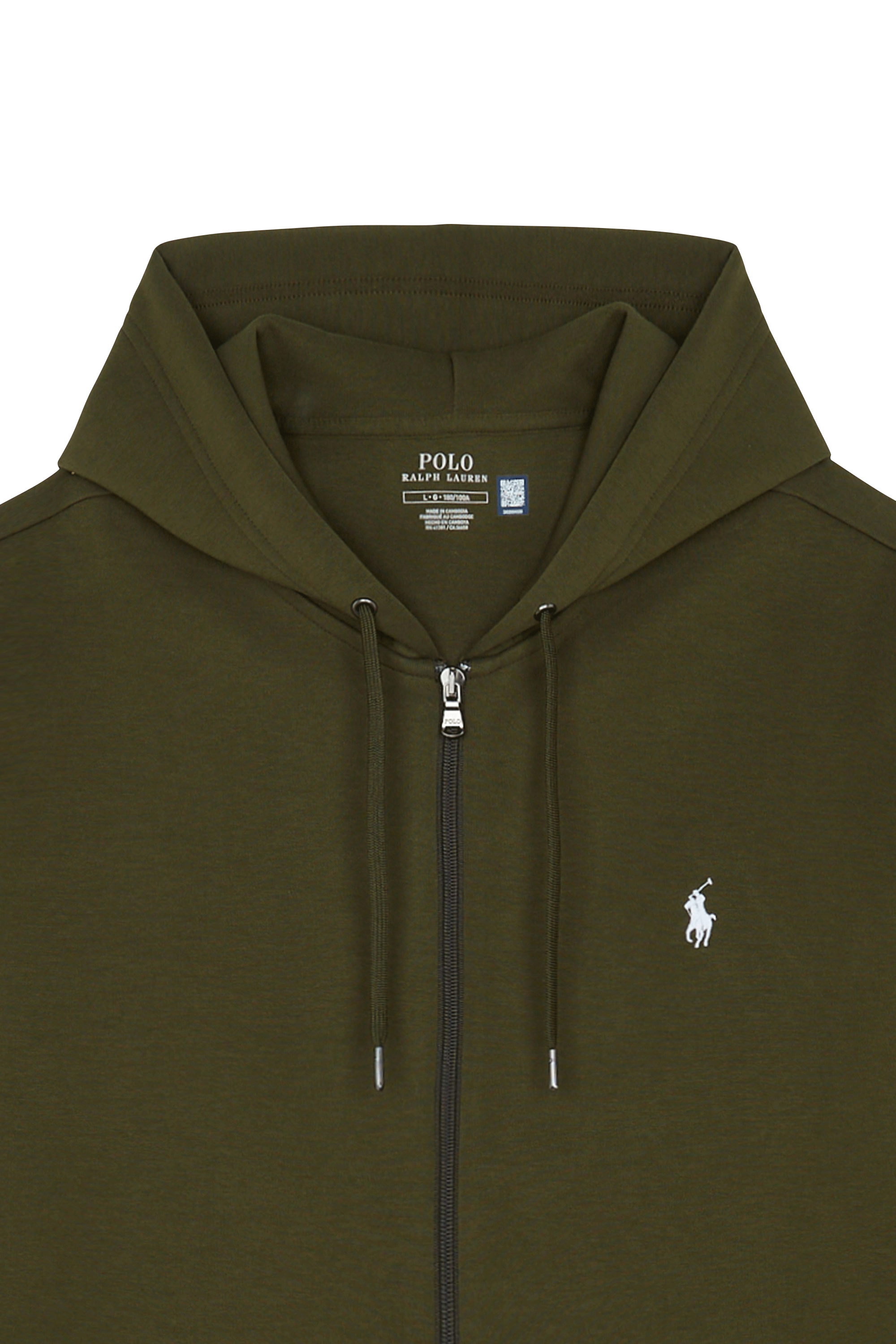 Regular-fit zip-up cotton-blend hoodie with Pony Player Khaki