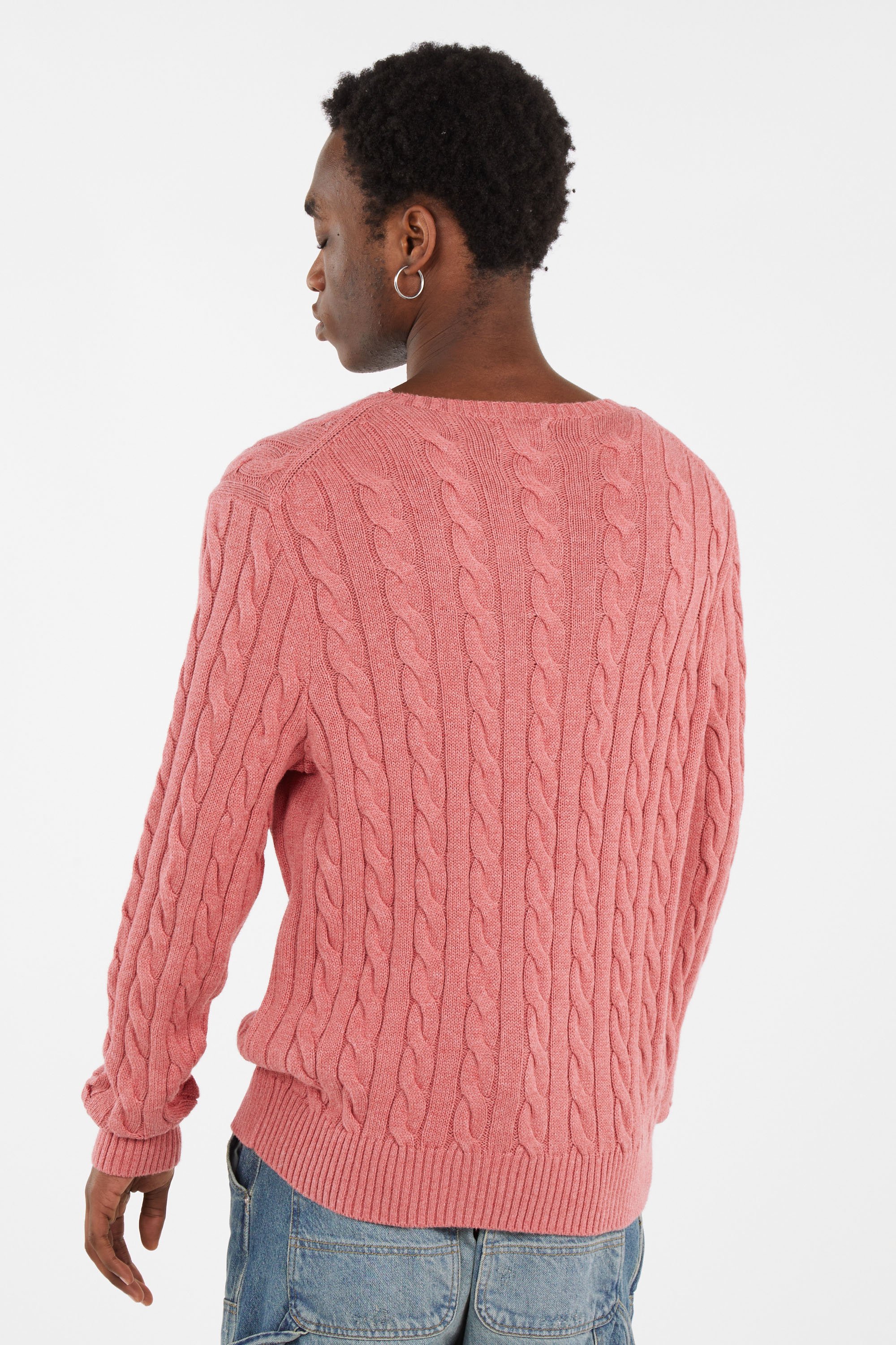 Pull droit col rond en coton Rouge