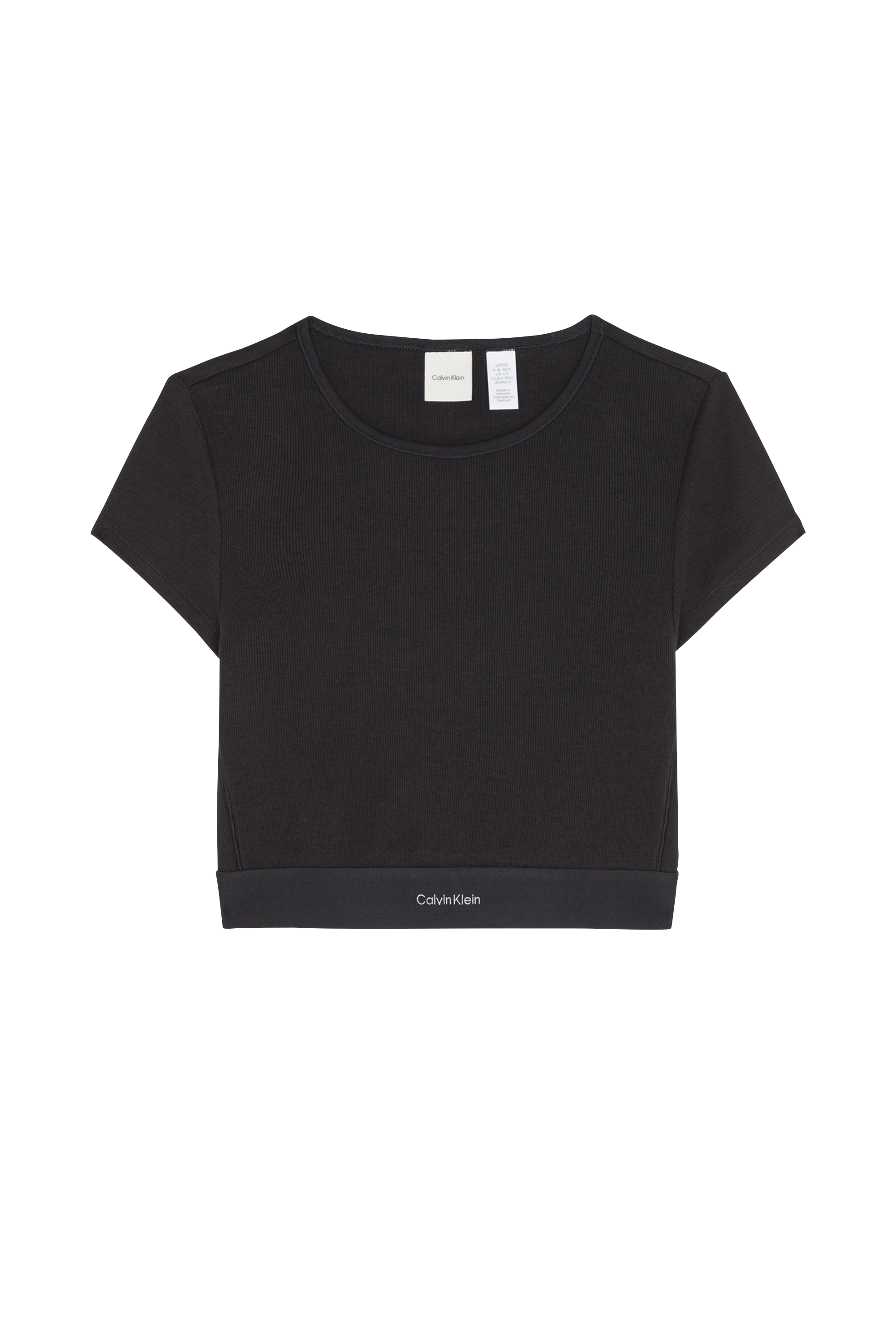 Regular-fit round-neck cotton T-shirt Black