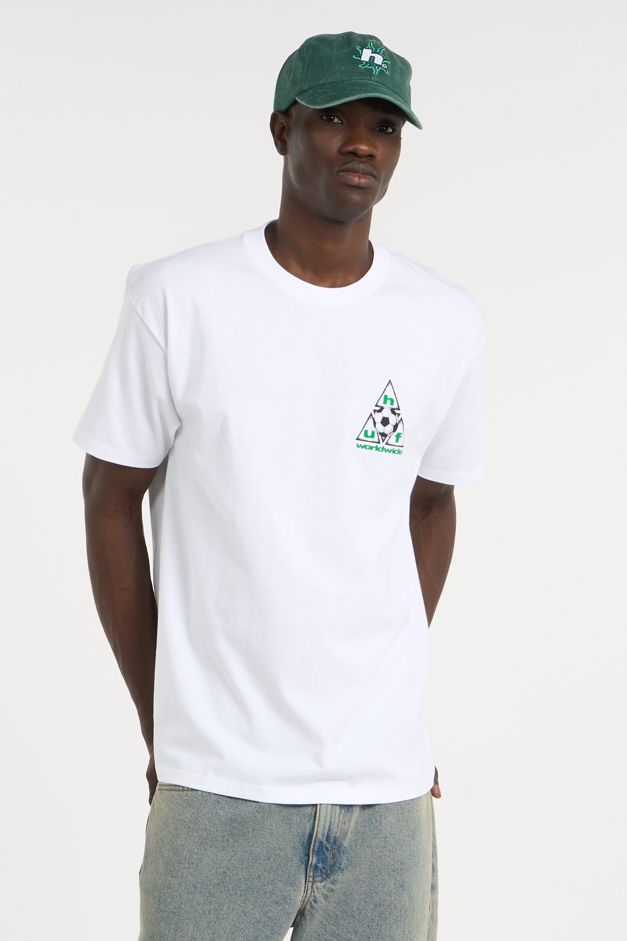 Regular-fit round-neck cotton T-shirt | White HUF Men