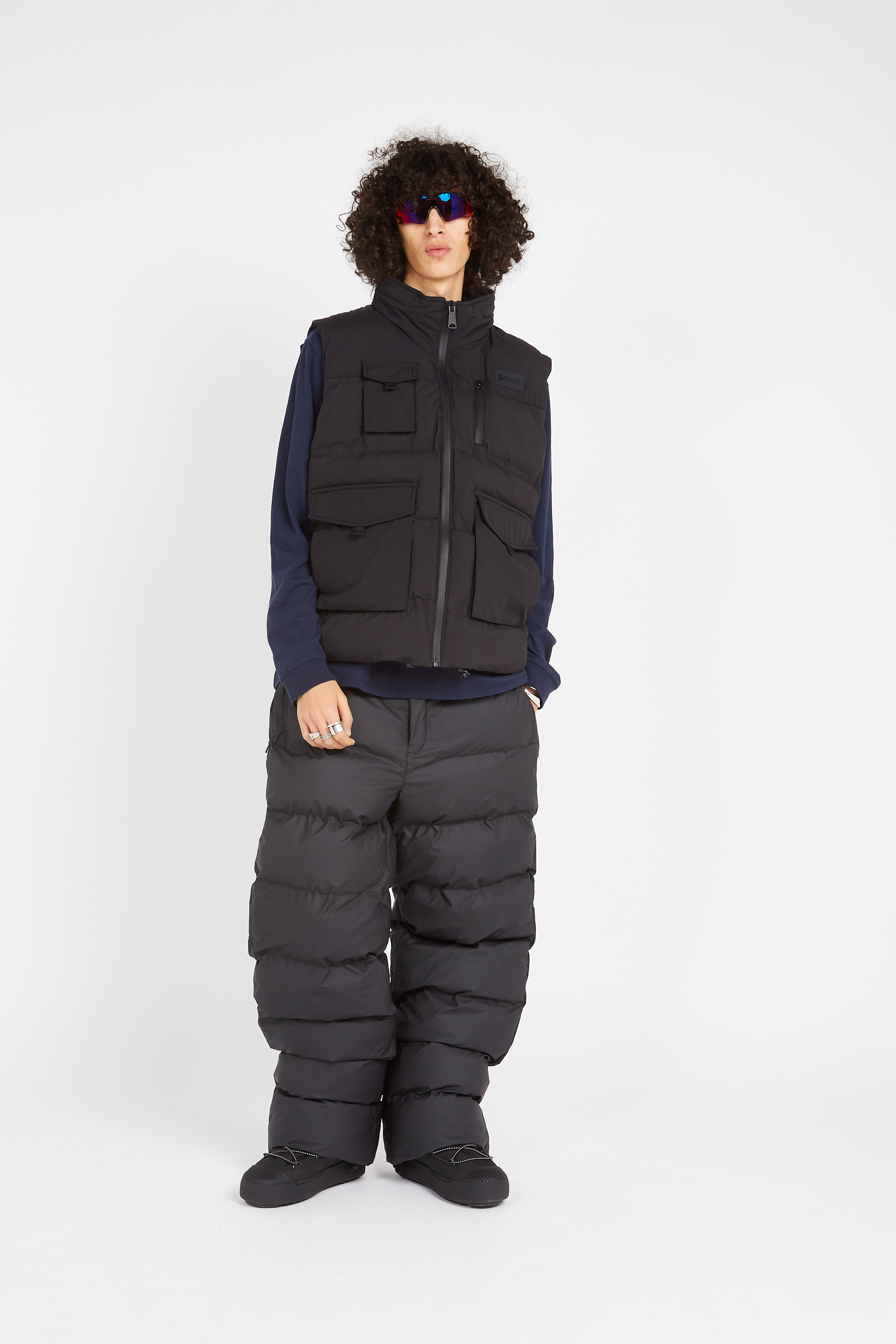 Lightweight quilted padded jacket with high neck Black