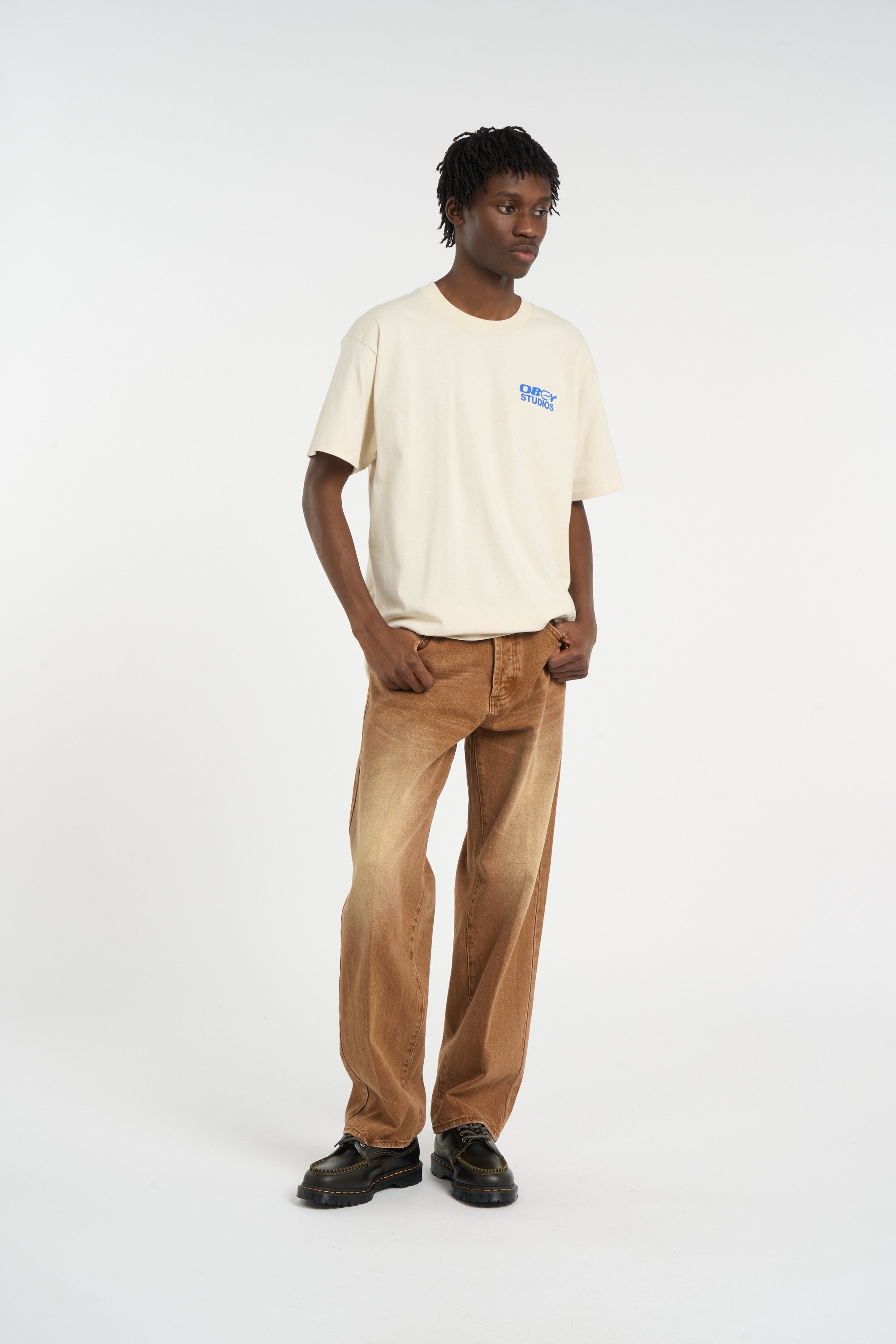 Regular-fit round-neck cotton T-shirt OBEY Beige
