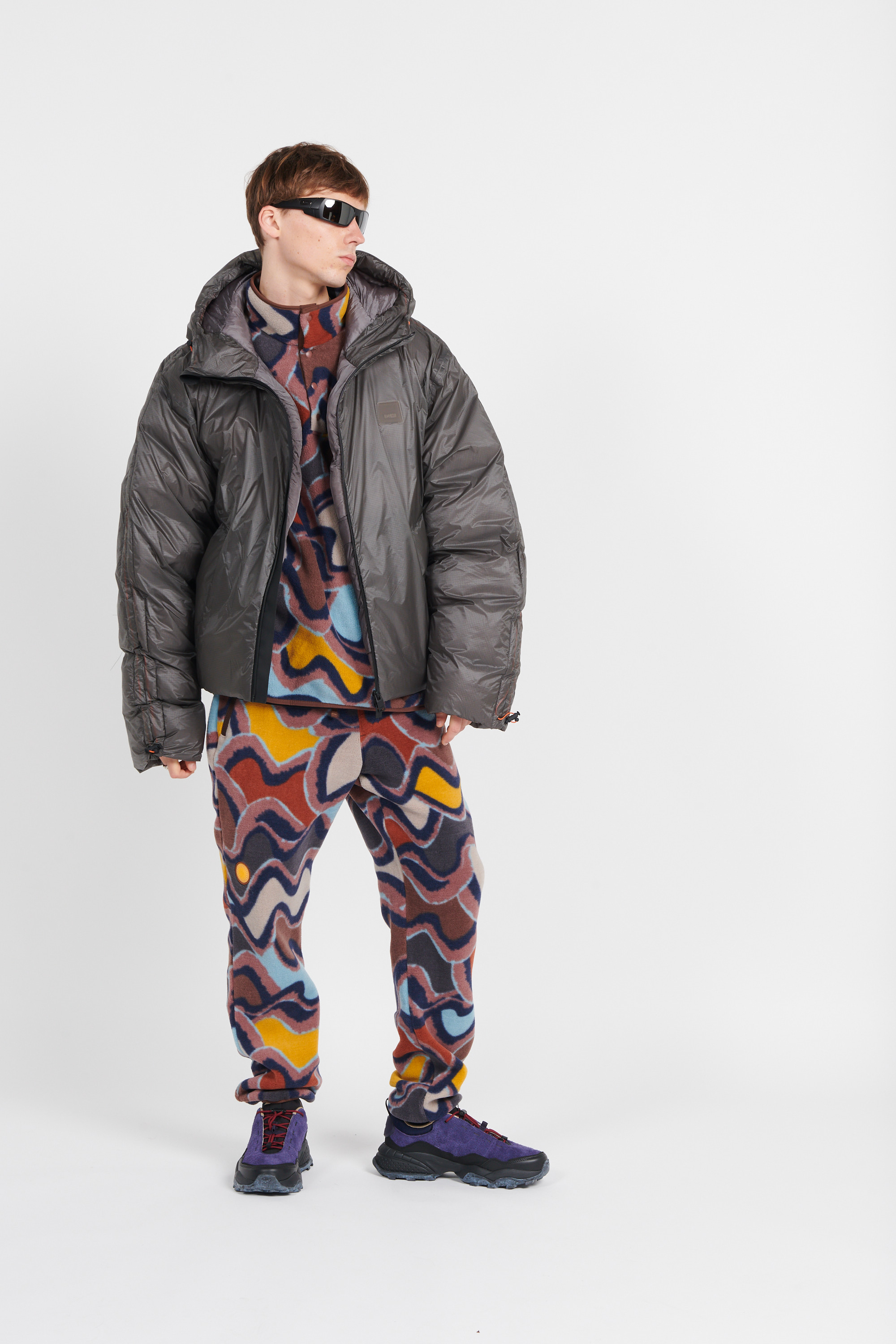 Lightweight quilted padded jacket with high neck Grey