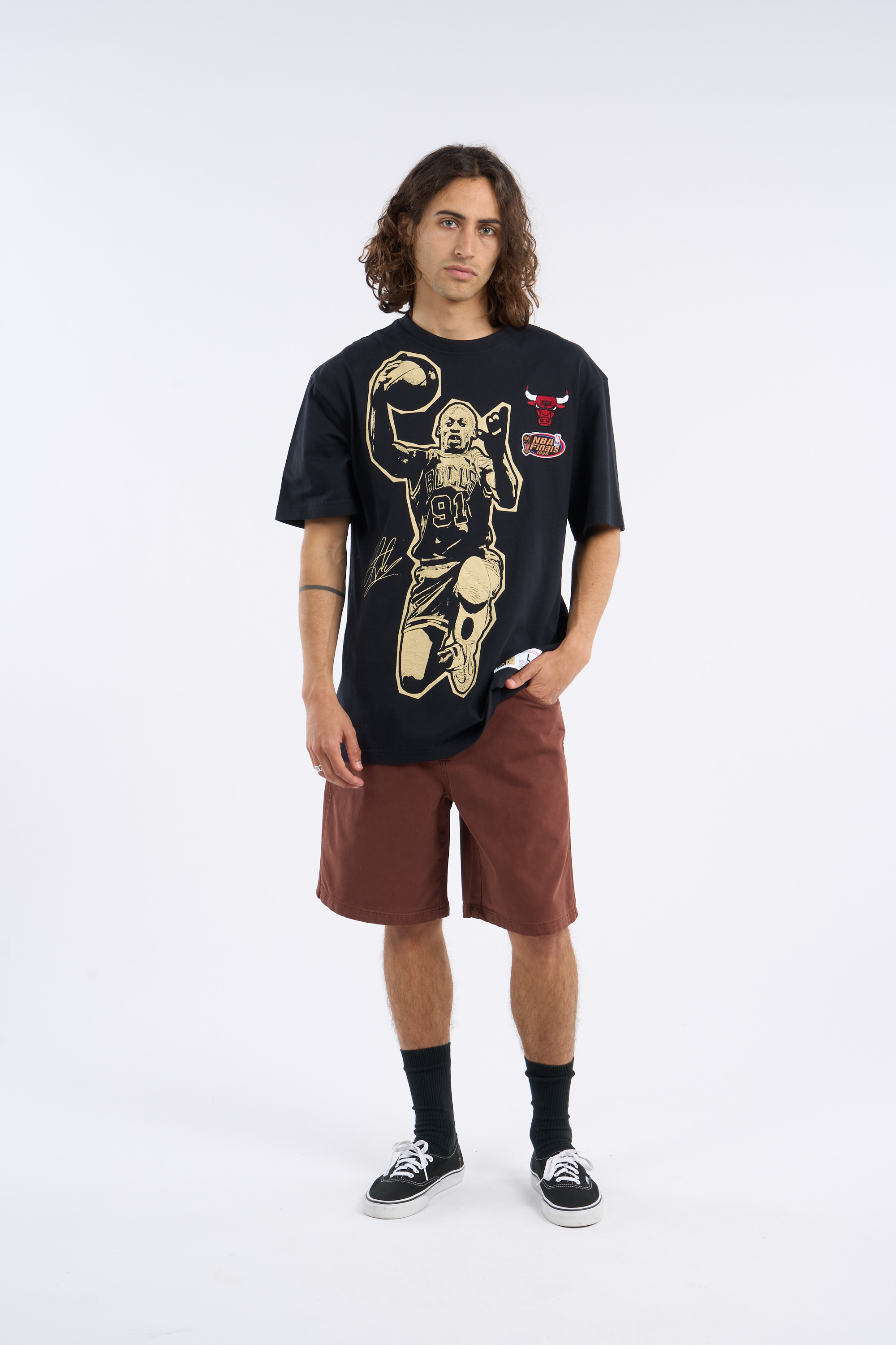 Regular-fit round-neck cotton T-shirt Black