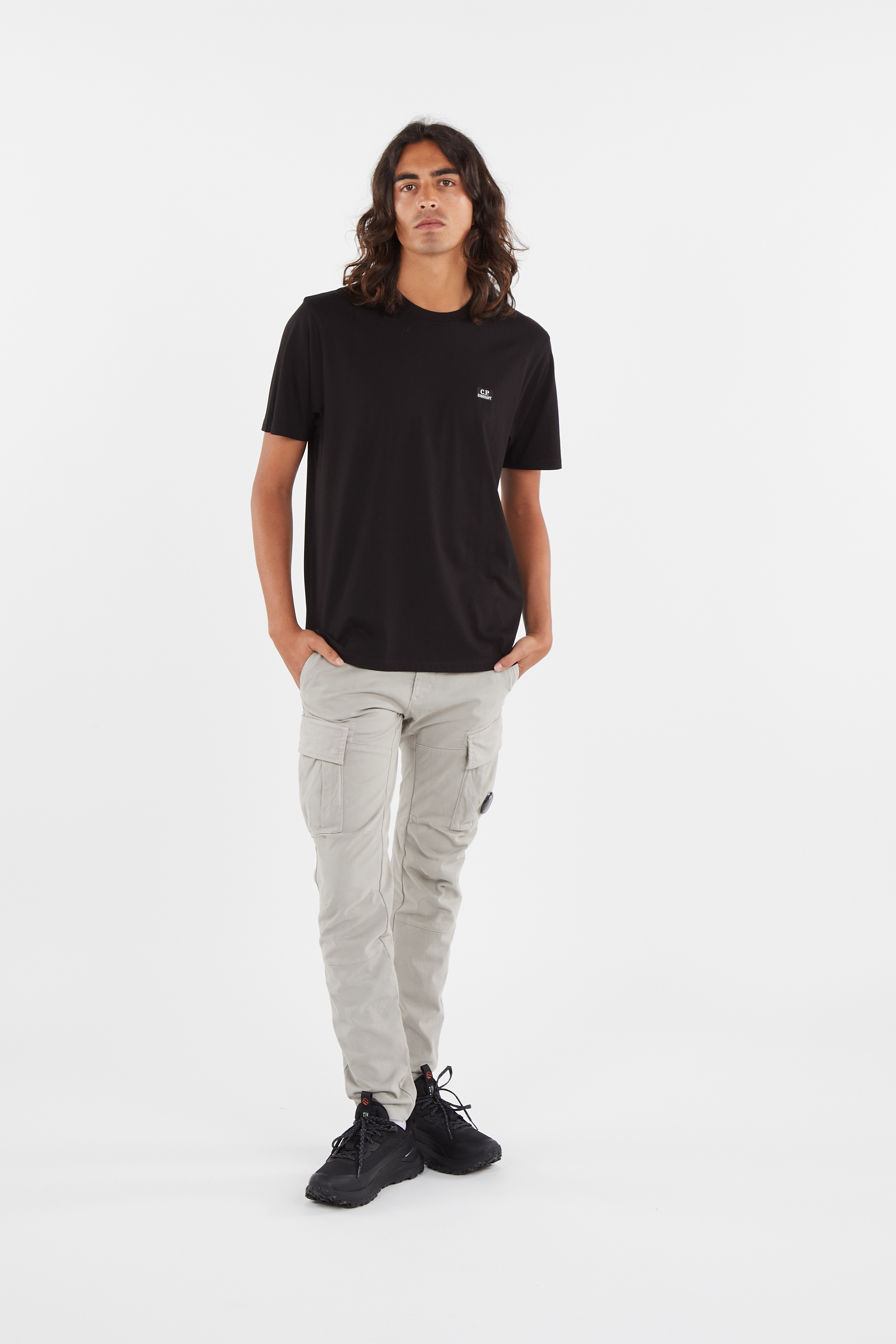 Regular-fit round-neck cotton T-shirt Black
