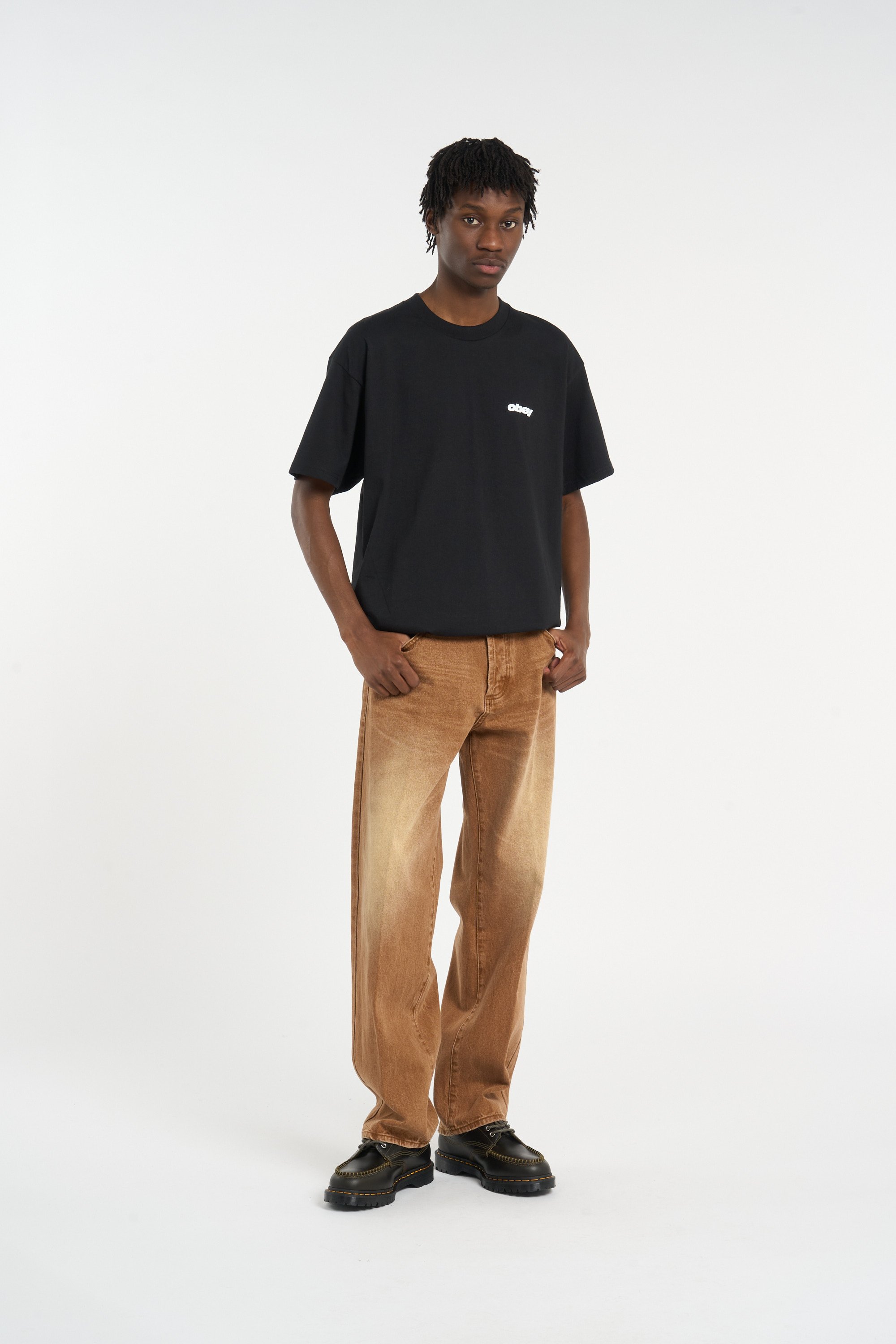 Regular-fit round-neck cotton T-shirt OBEY Black