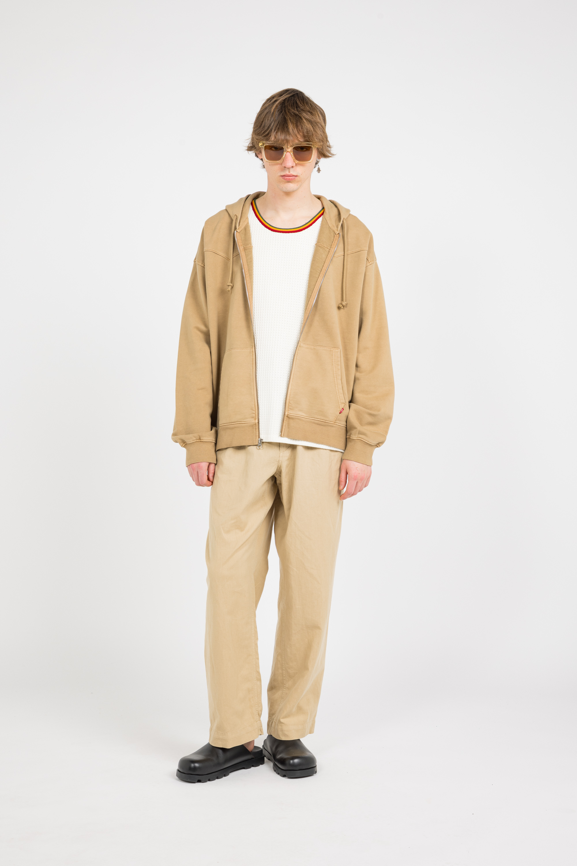 Hoodie zippé Beige