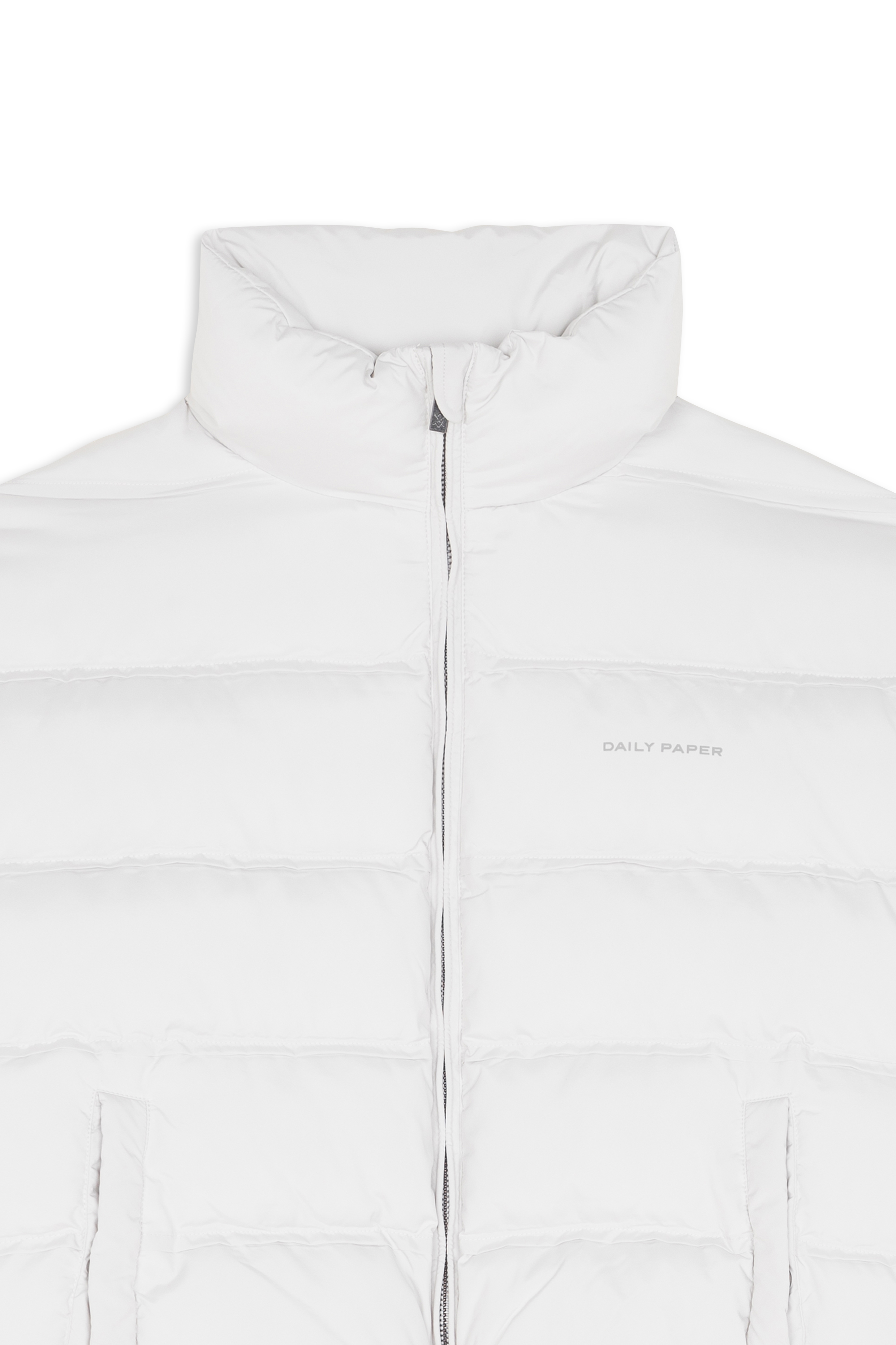 Lightweight quilted padded jacket with high neck White