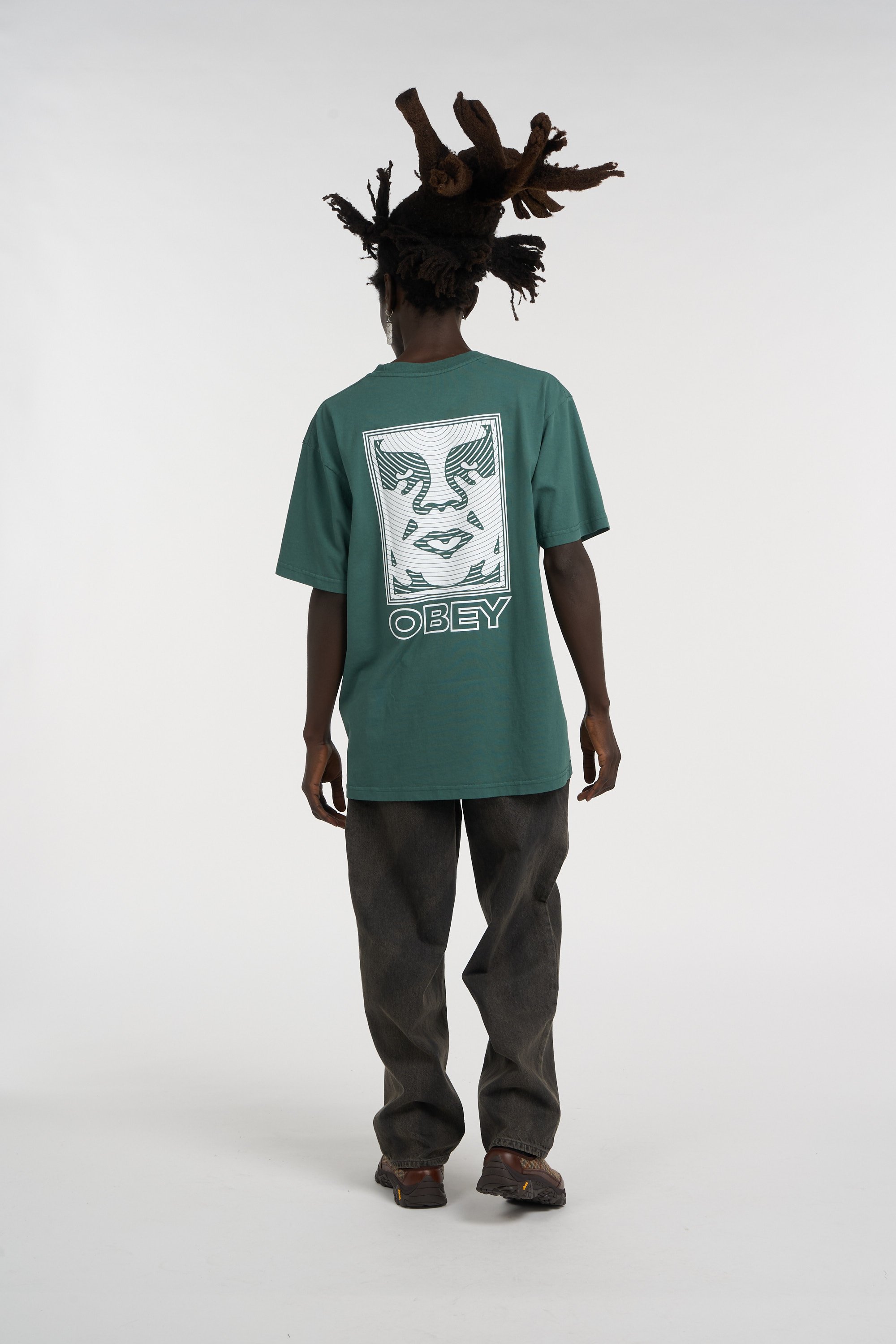 Regular-fit round-neck cotton T-shirt | Green OBEY Men