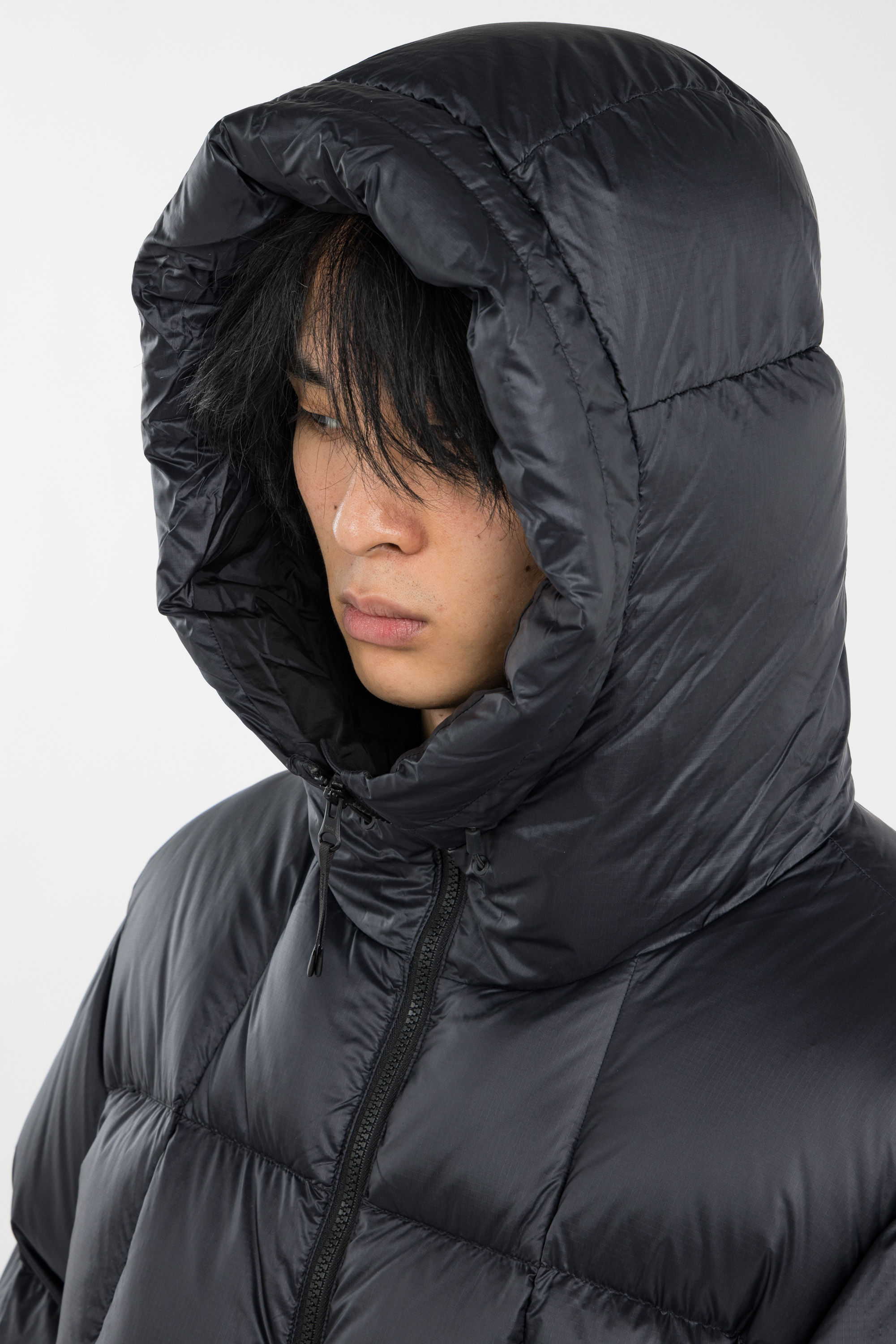 Lightweight quilted padded jacket with high neck Black