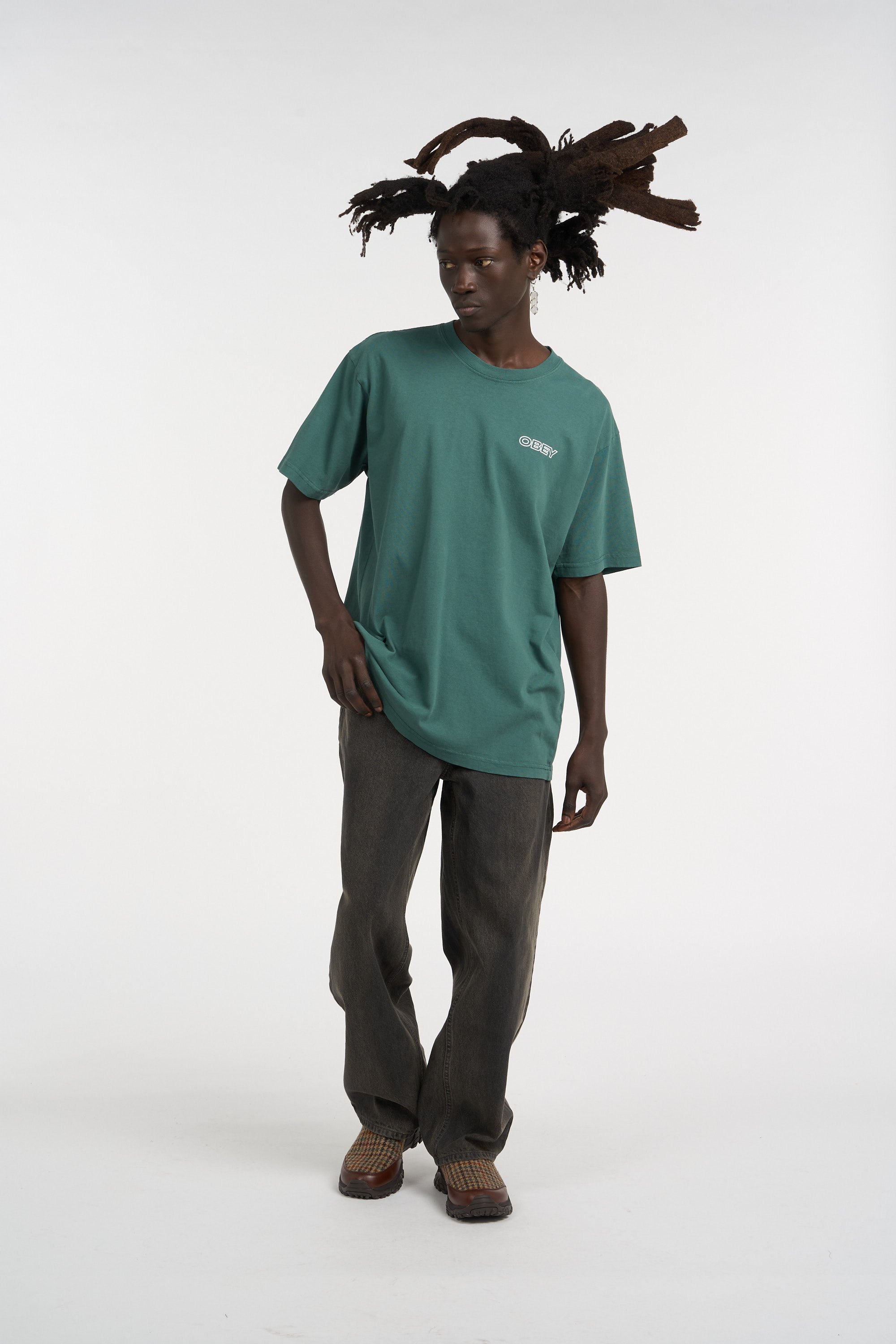 Regular-fit round-neck cotton T-shirt | Green OBEY Men
