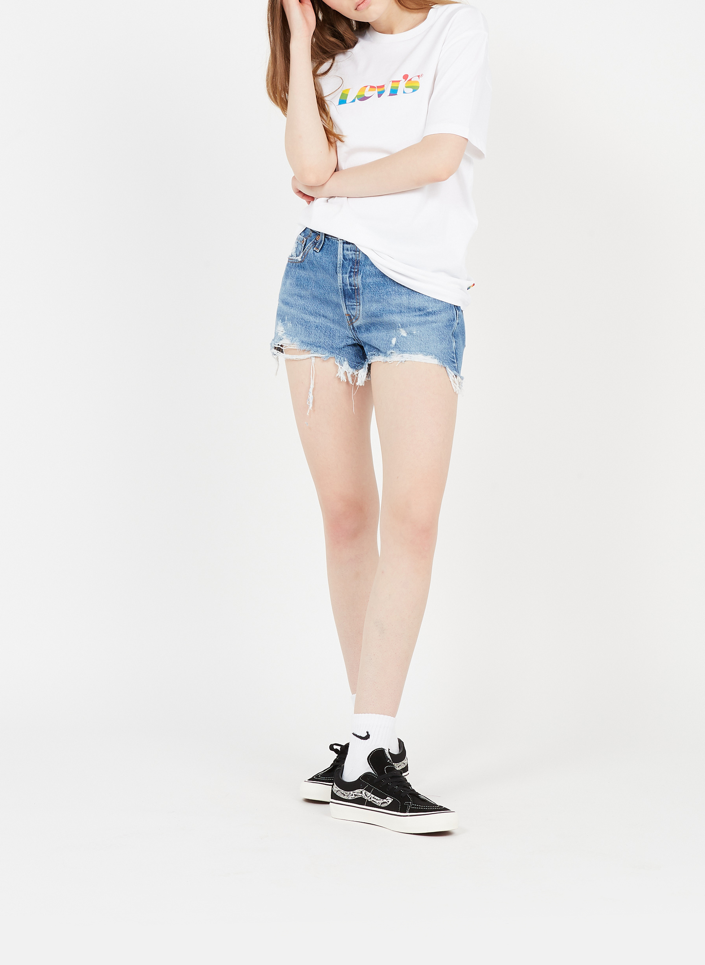 Short shorts in faded denim | Blue LEVI'S Women