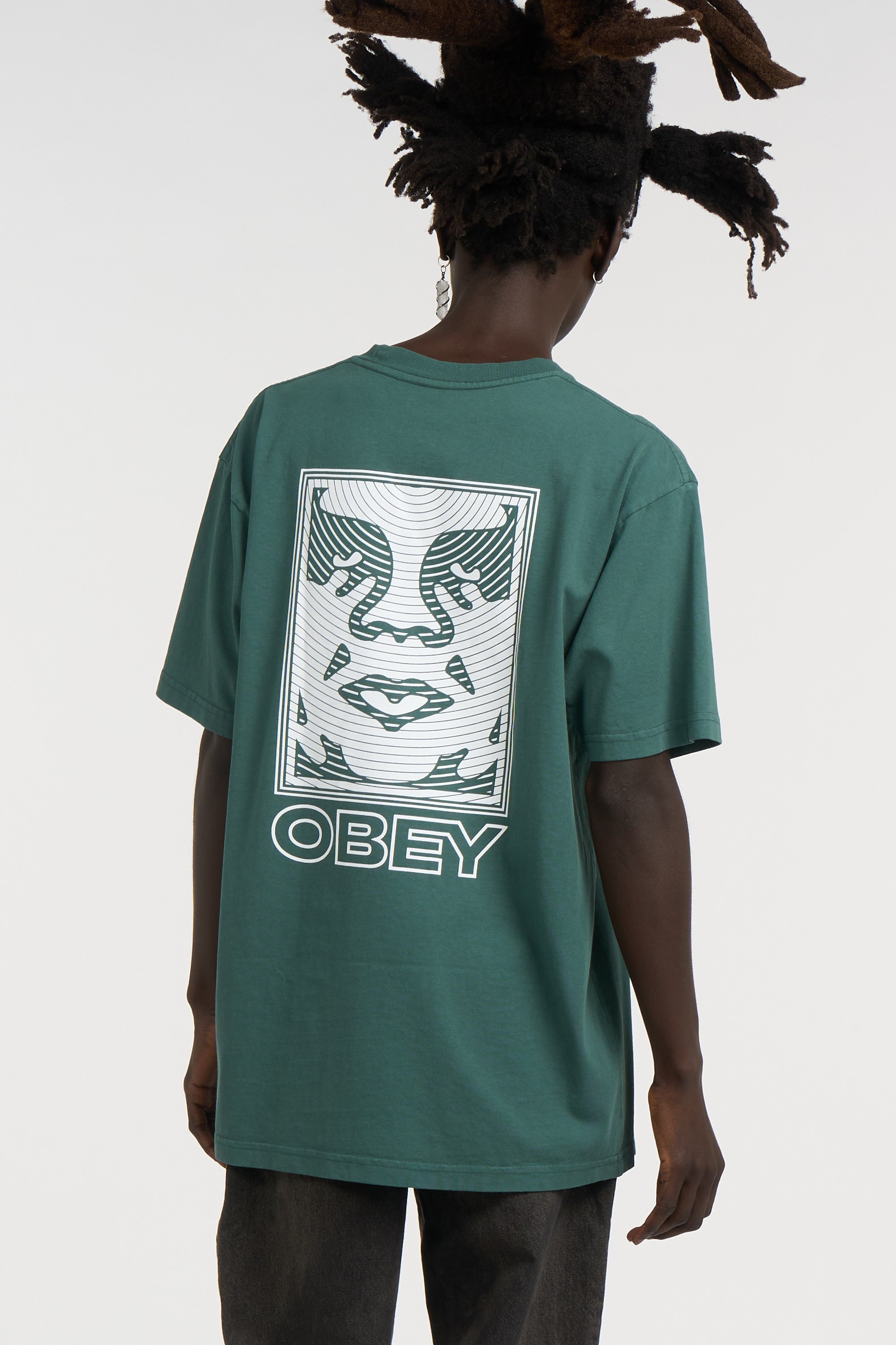 Regular-fit round-neck cotton T-shirt | Green OBEY Men