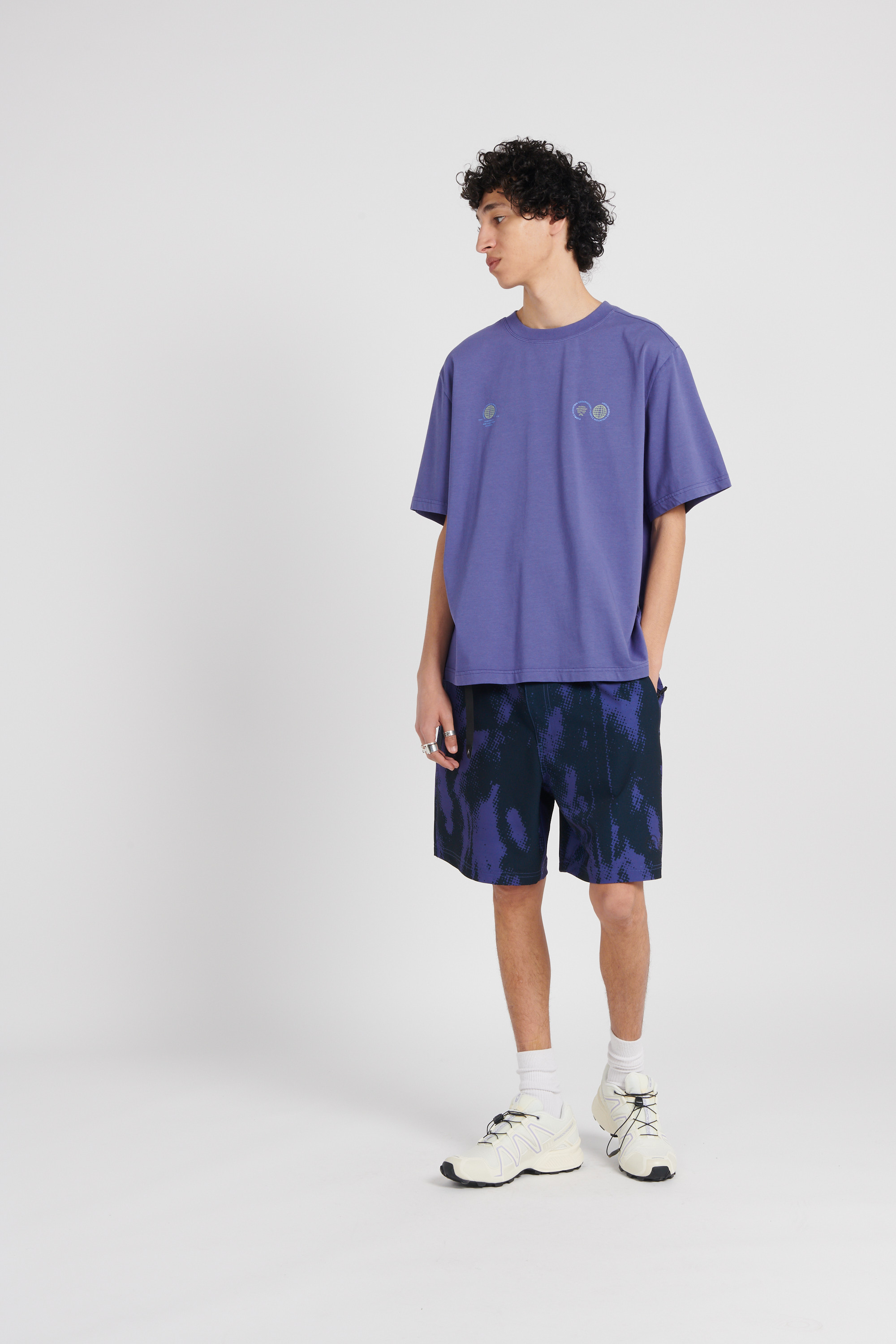 Regular-fit round-neck cotton T-shirt Purple