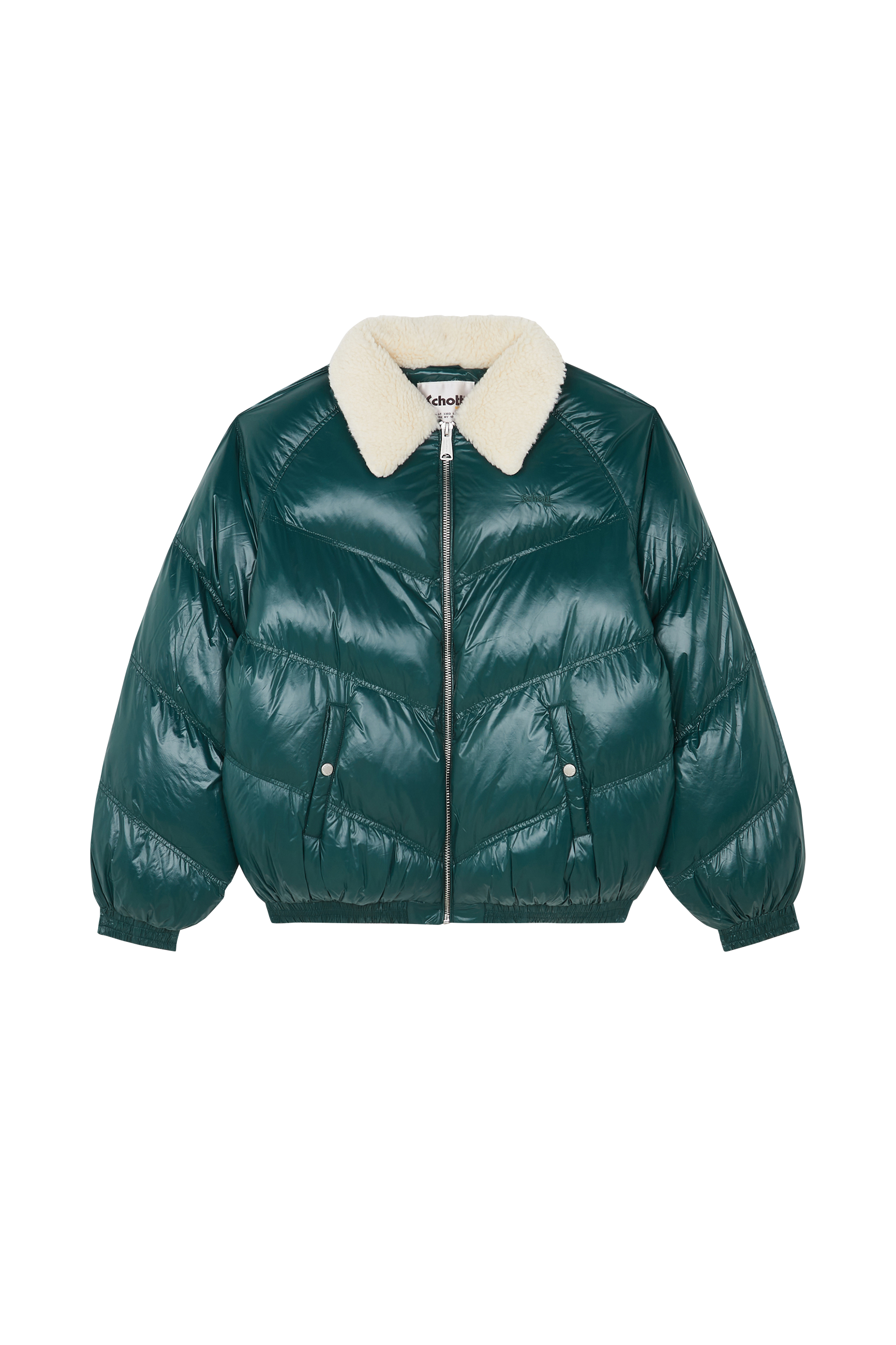 Lightweight quilted padded jacket with high neck Green