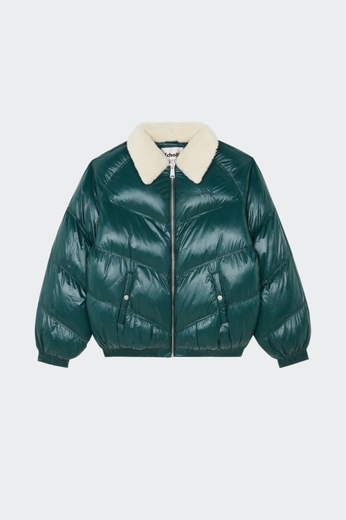 SCHOTT Lightweight quilted padded jacket with high neck Green
