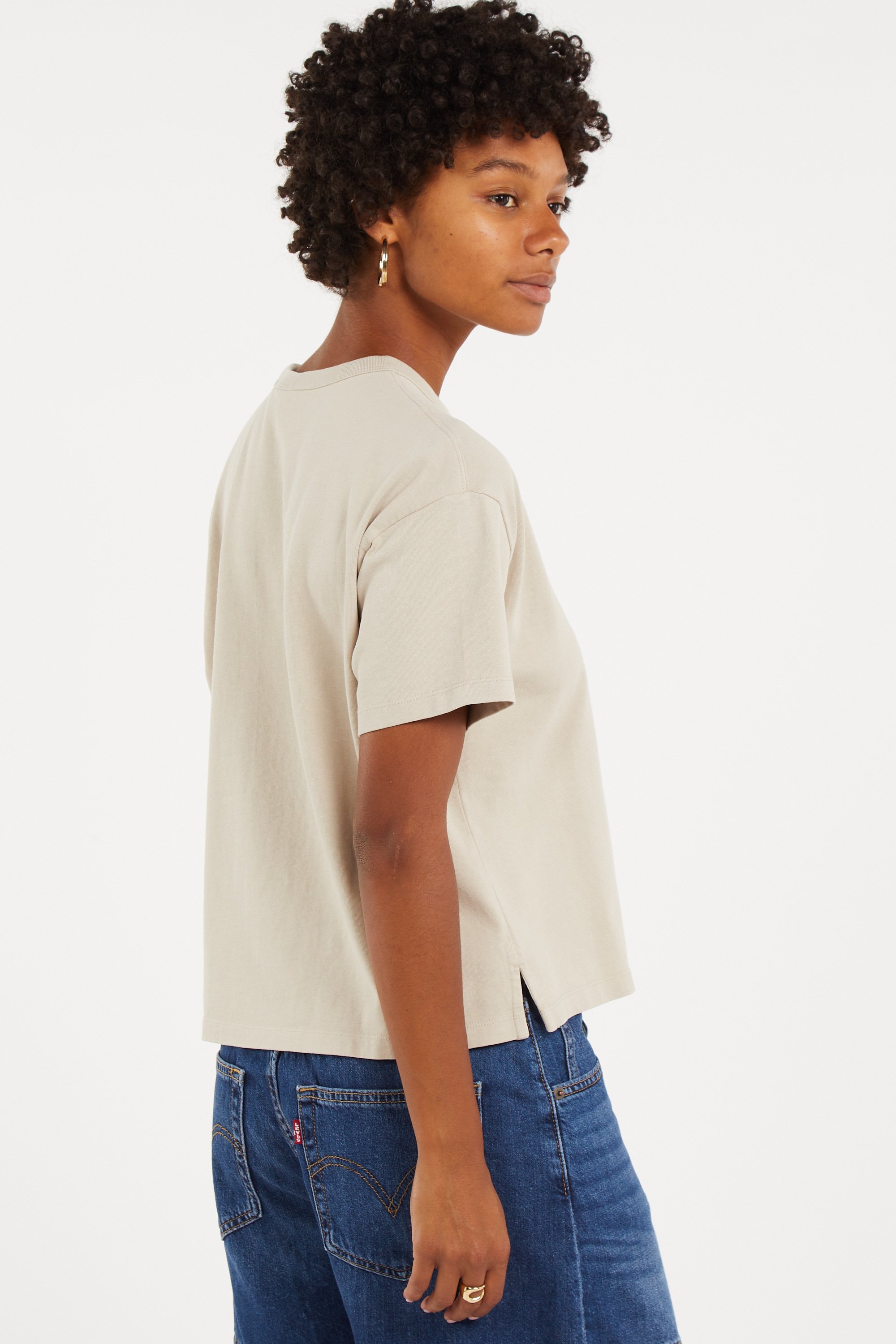 Regular-fit round-neck cotton T-shirt | Beige LEVI'S Women