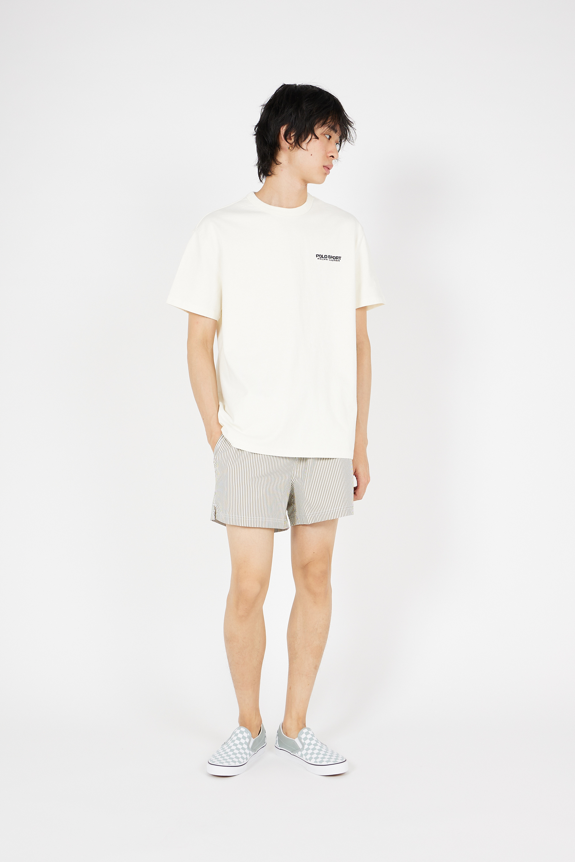 Regular-fit round-neck cotton T-shirt Beige