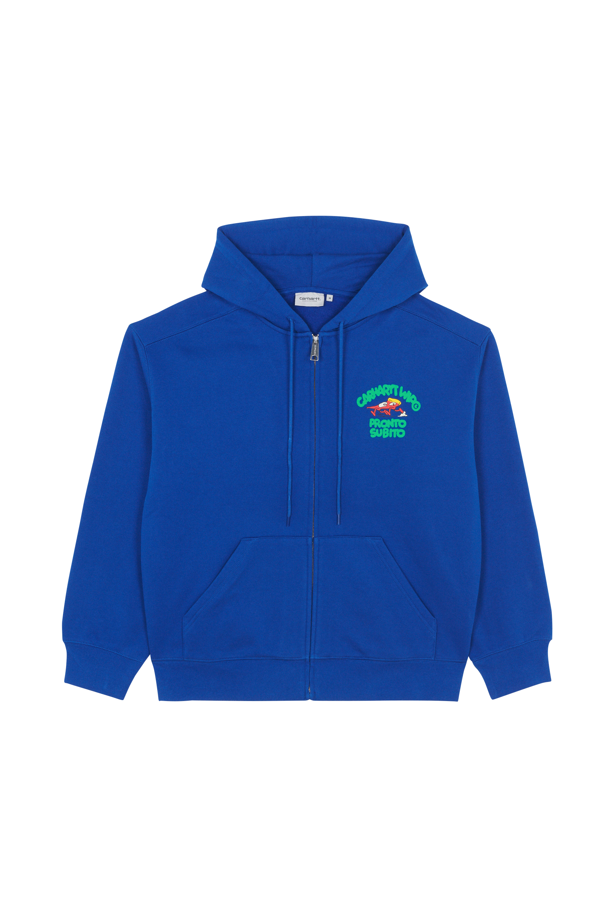 Regular-fit zip-up cotton-blend hoodie with Pony Player Blue