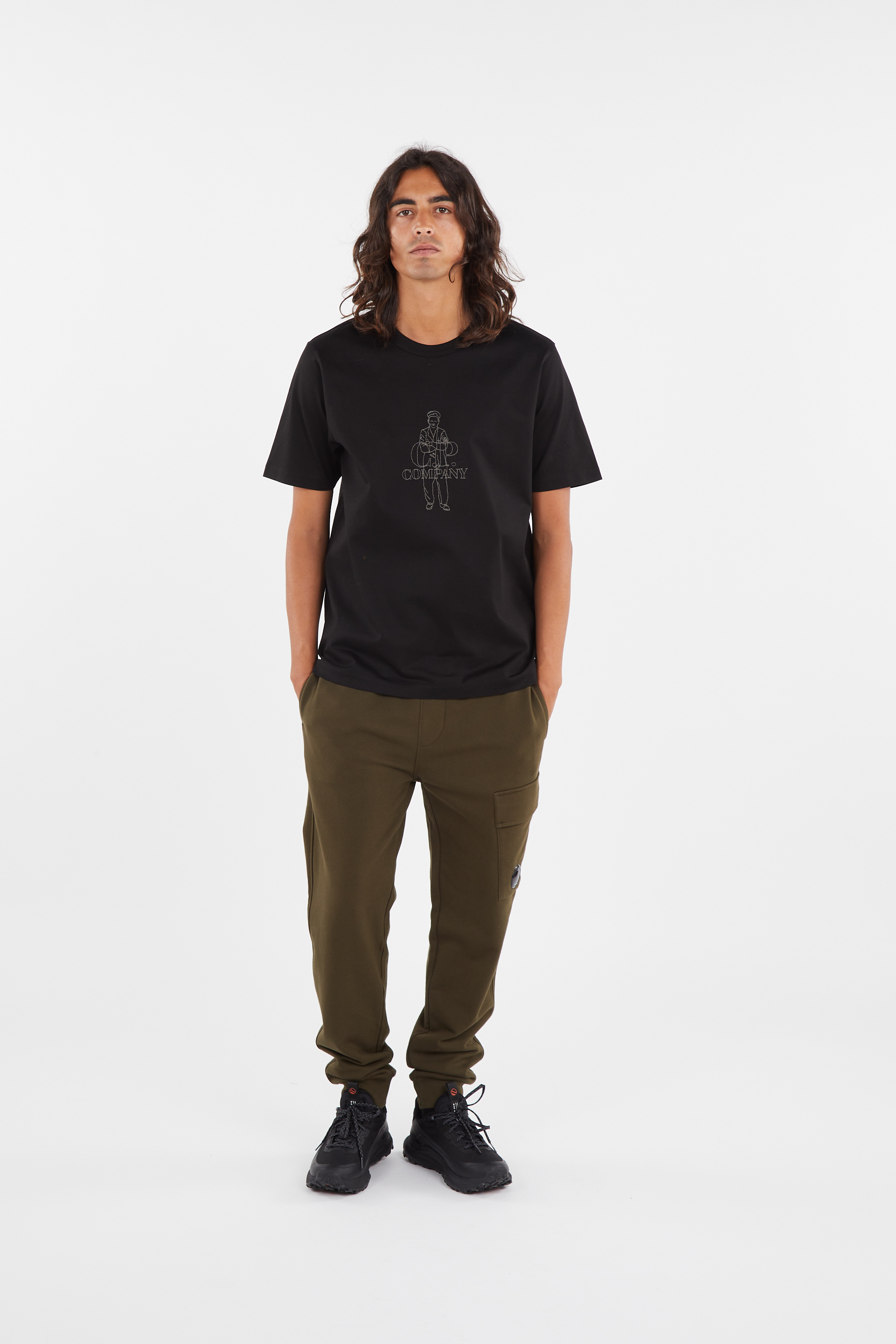 Regular-fit round-neck cotton T-shirt Black