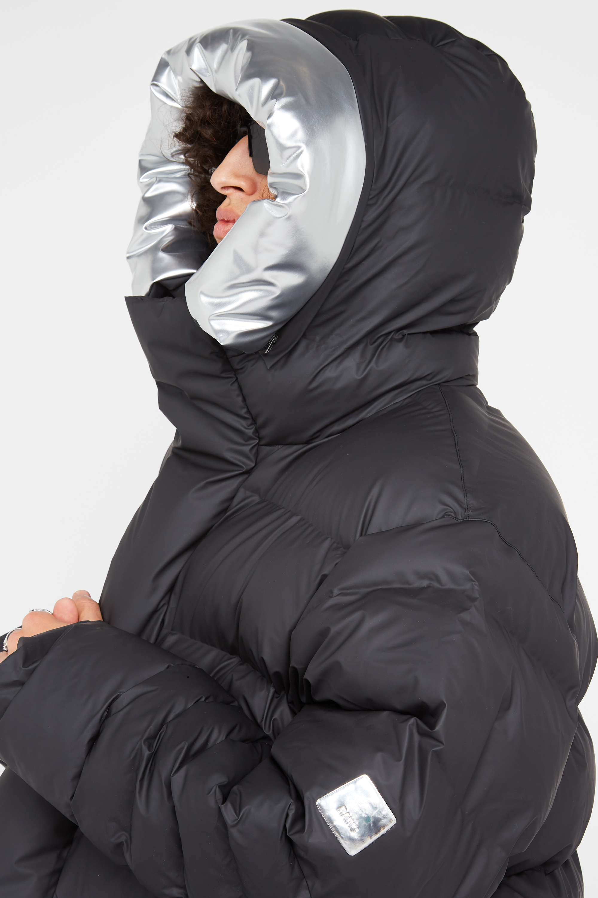 Lightweight quilted padded jacket with high neck Black